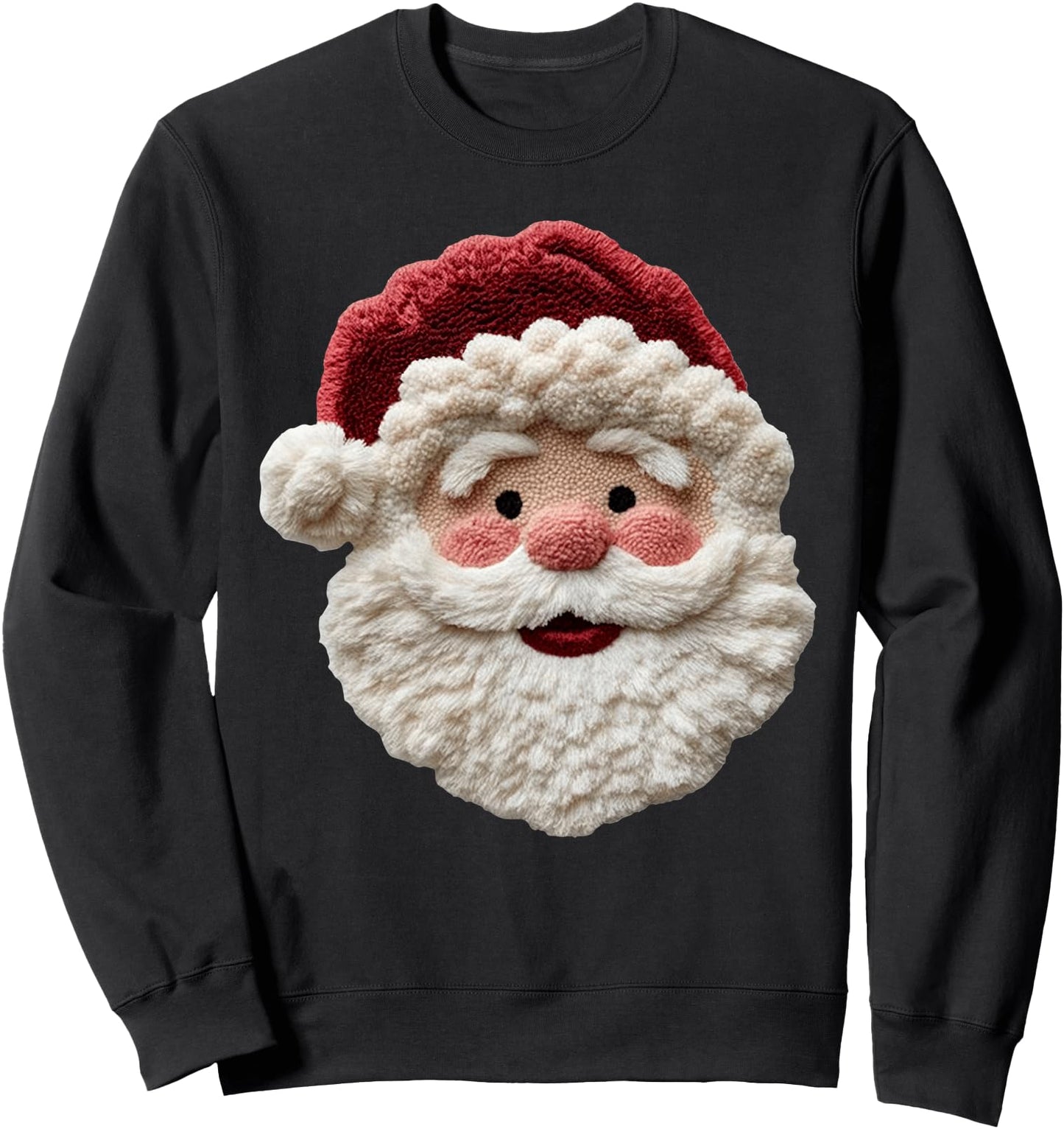 Cute Latch Hook Yarn Crochet Santa Christmas Holiday Sweatshirt