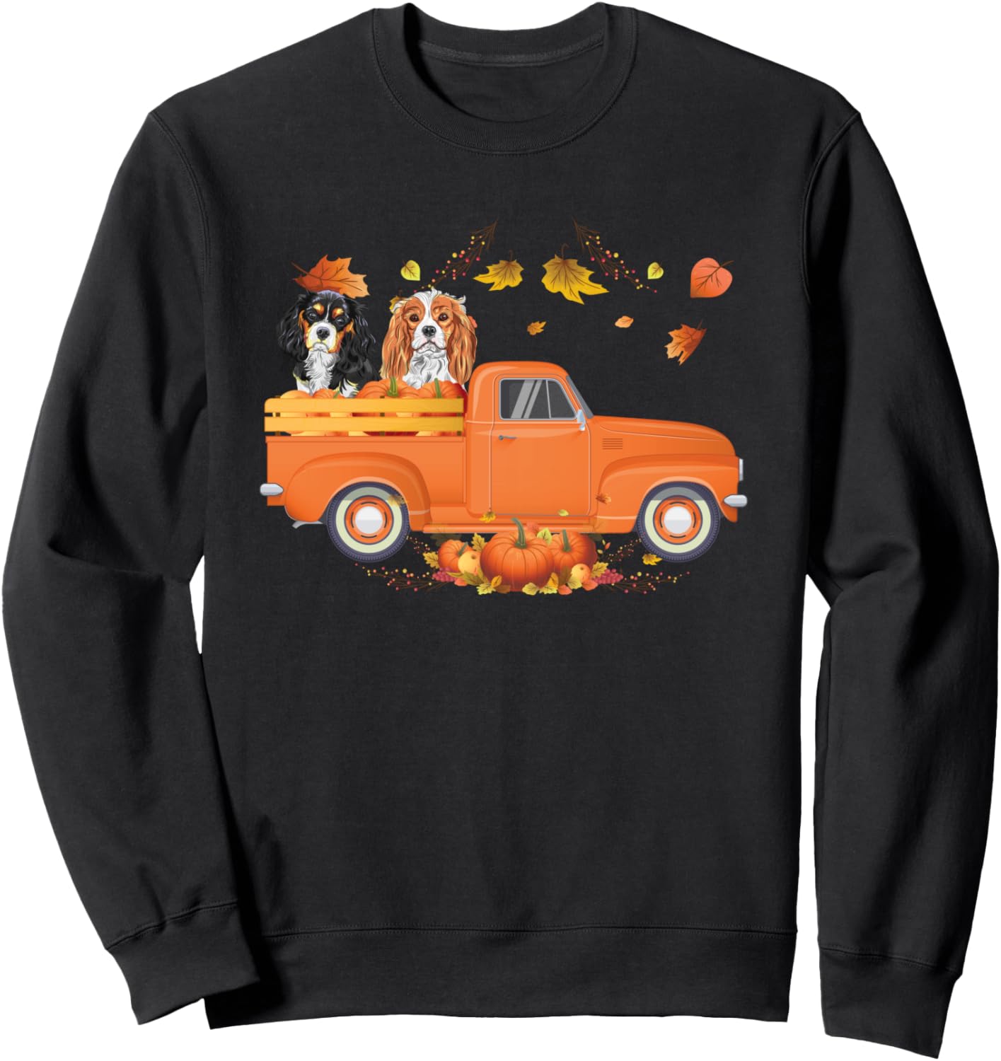Cavalier King Charles Spaniel Truck Thanksgiving Halloween Sweatshirt