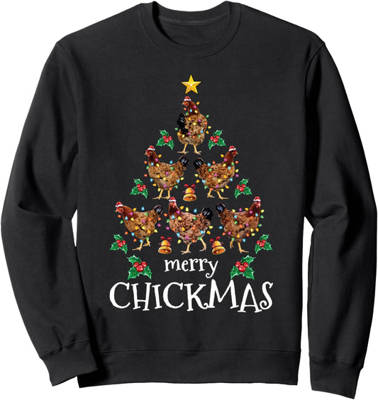 Christmas Chicken Tree Xmas Funny Merry Chickmas Sweatshirt