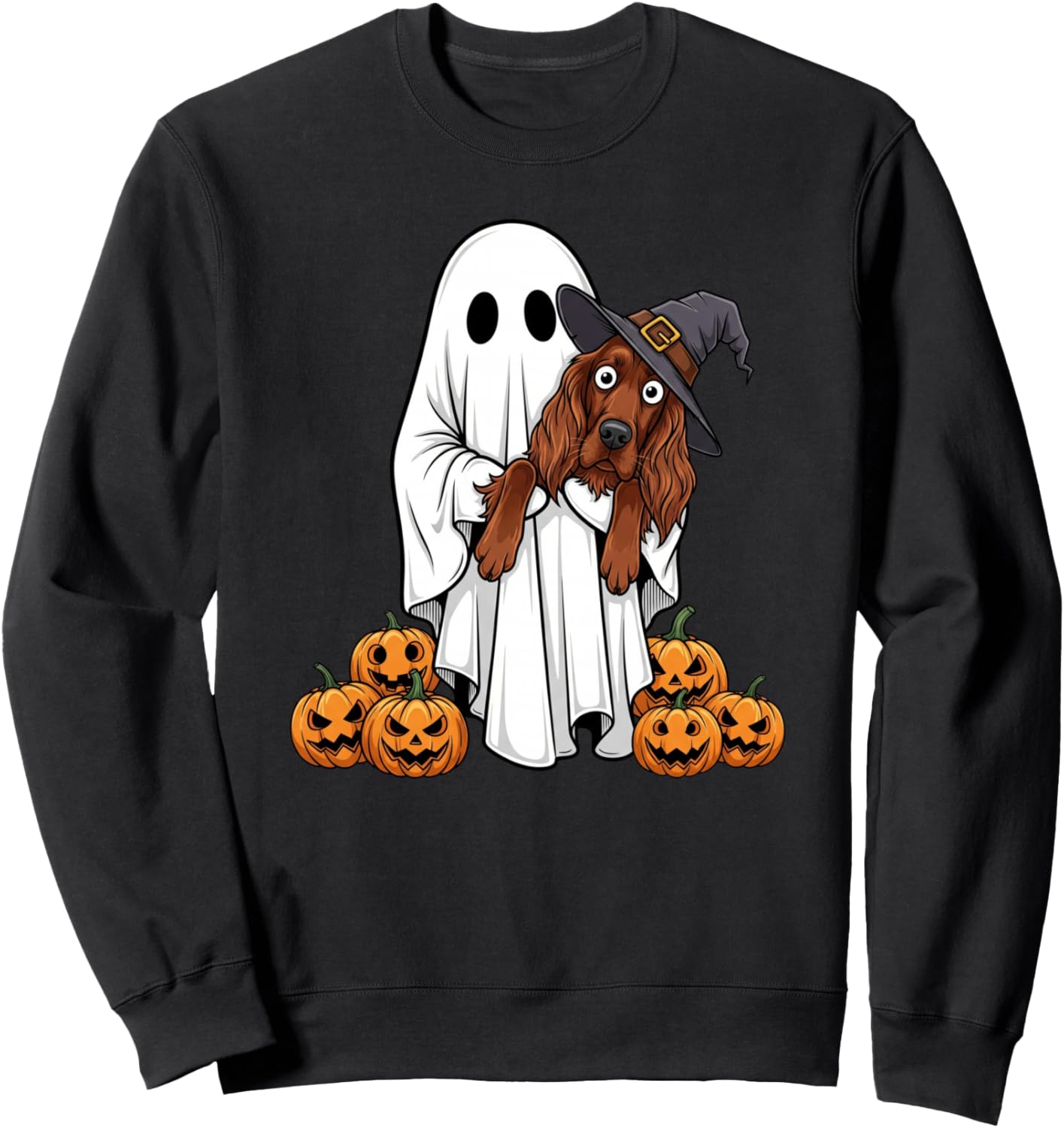 Funny Ghost Irish Setter Pumpkin Halloween Kids Mens Womens Sweatshirt
