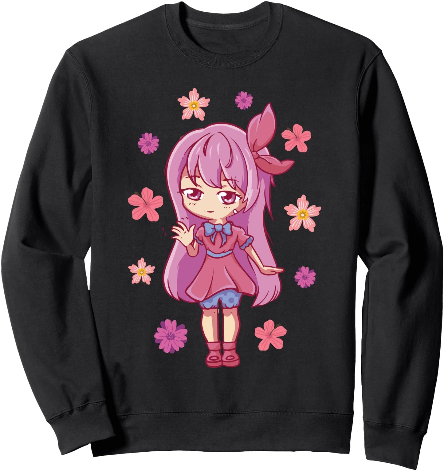 Anime Girl - Japanese Aesthetics - Otaku - Manga - Flowers Sweatshirt