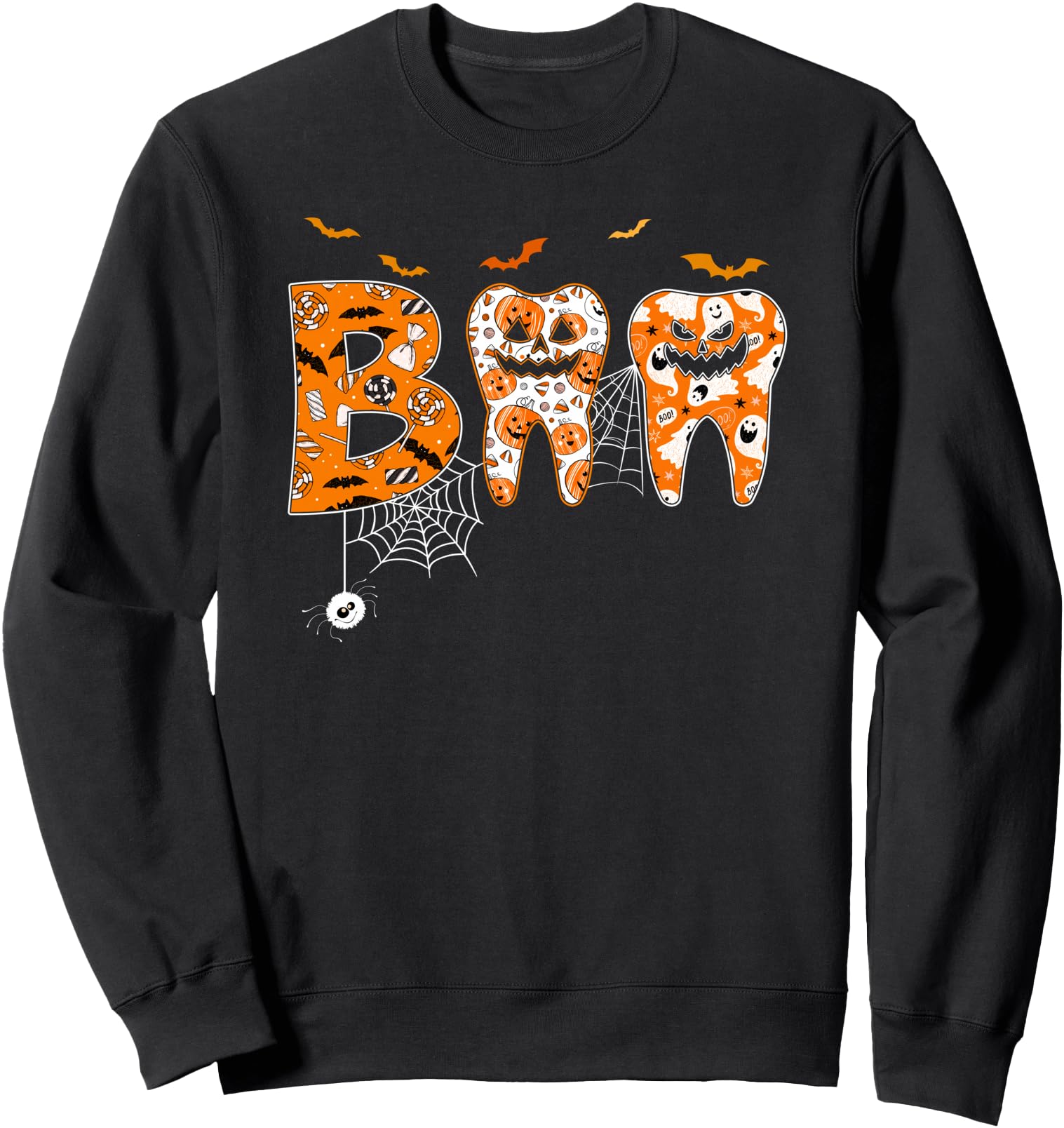 Boo Teeth Pumpkin Dentist Dental Hygienist Halloween Costume Sweatshirt