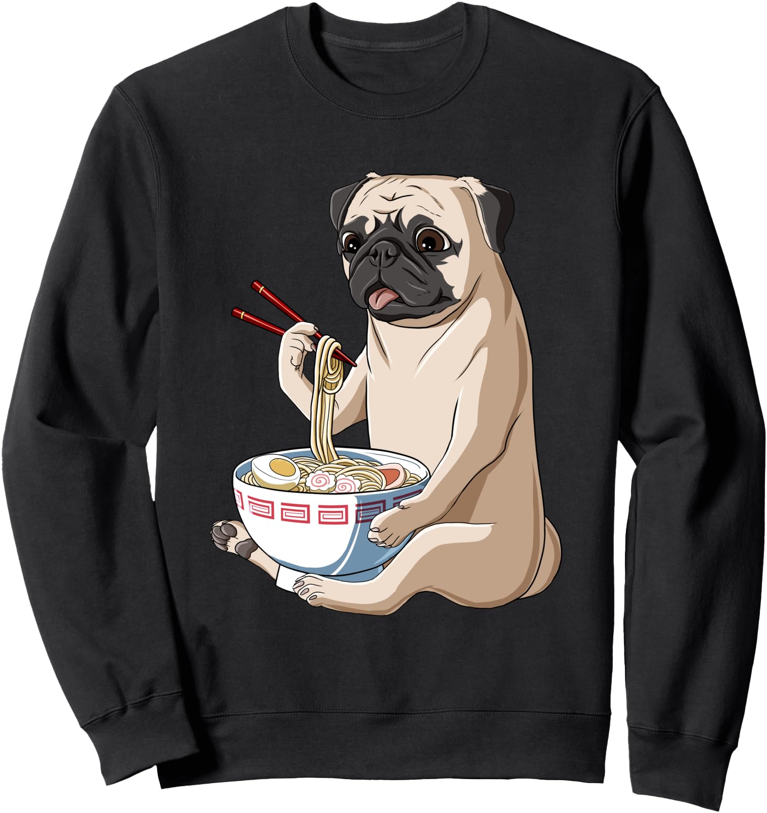 Funny Dog Japanese Kawaii Ramen Pug Sweatshirt