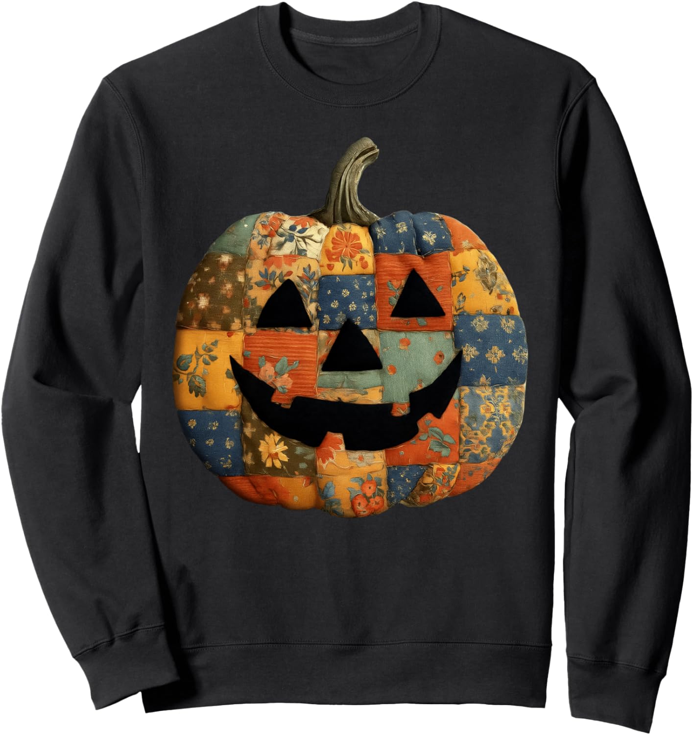 Vintage Patchwork Pumpkin Quilted Halloween Fall Aesthetic Sweatshirt