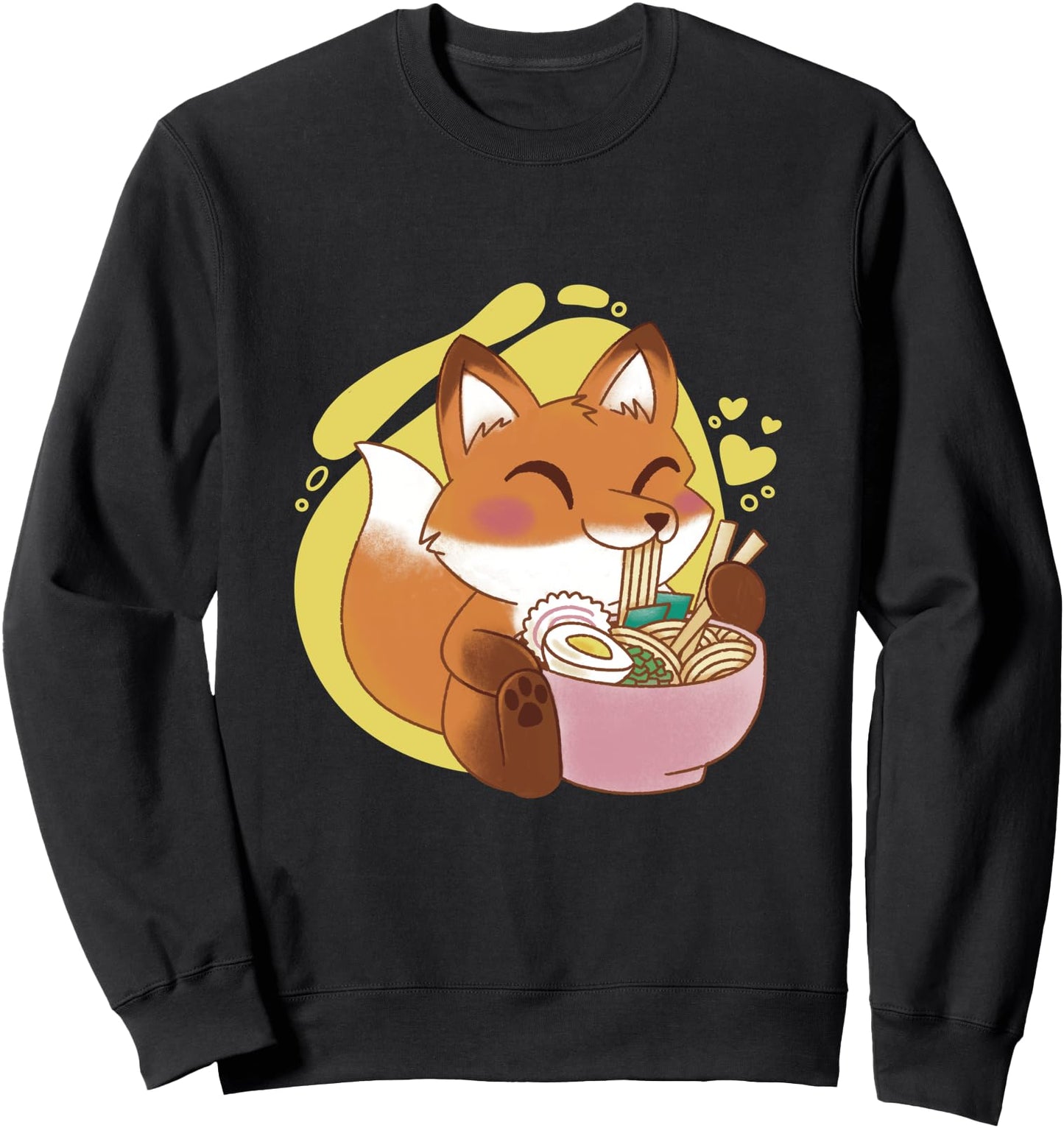 Kawaii Fox Eating Ramen Noodles Cute Japanese Graphic Sweatshirt