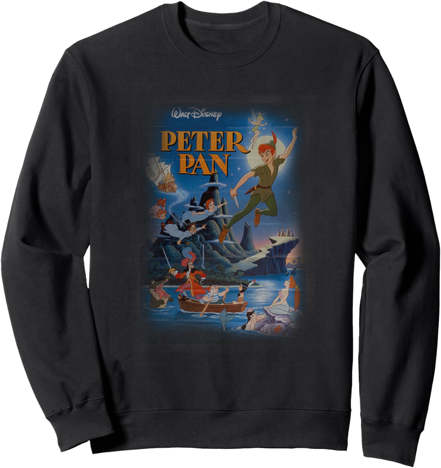 Disney Peter Pan Main Characters Never Land Vintage Poster Sweatshirt