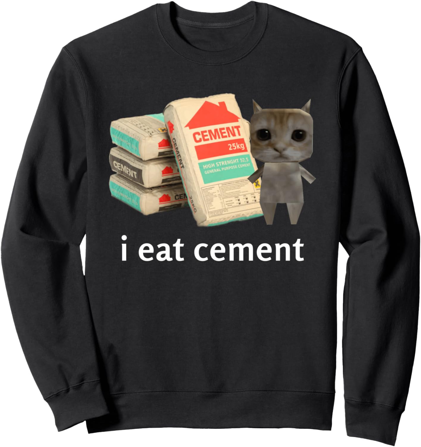 I Eat Cement Cat Shirt Kids Funny Dank Cat Meme Sweatshirt