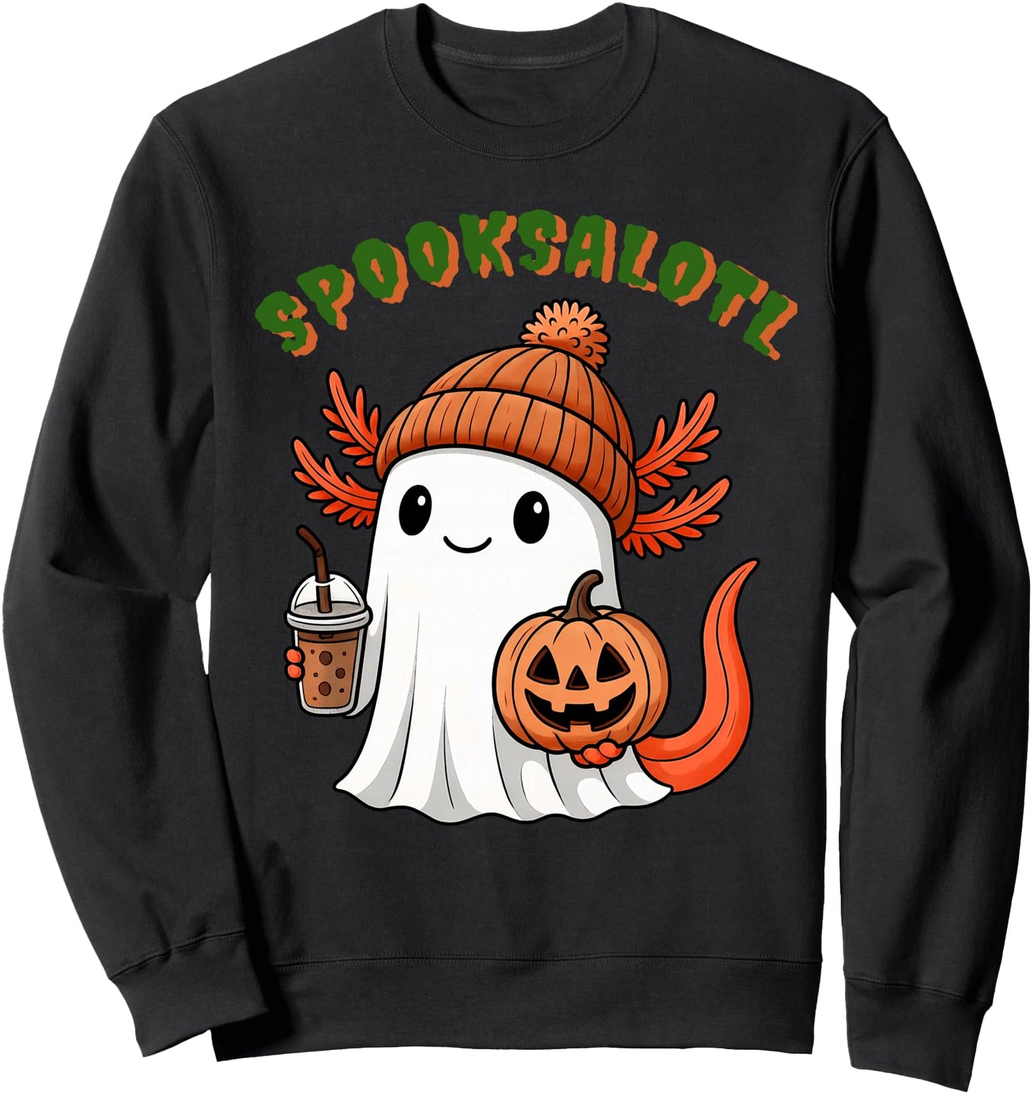 Spooksalotl Funny Spooky Axolotl Ghost Halloween Youth Sweatshirt