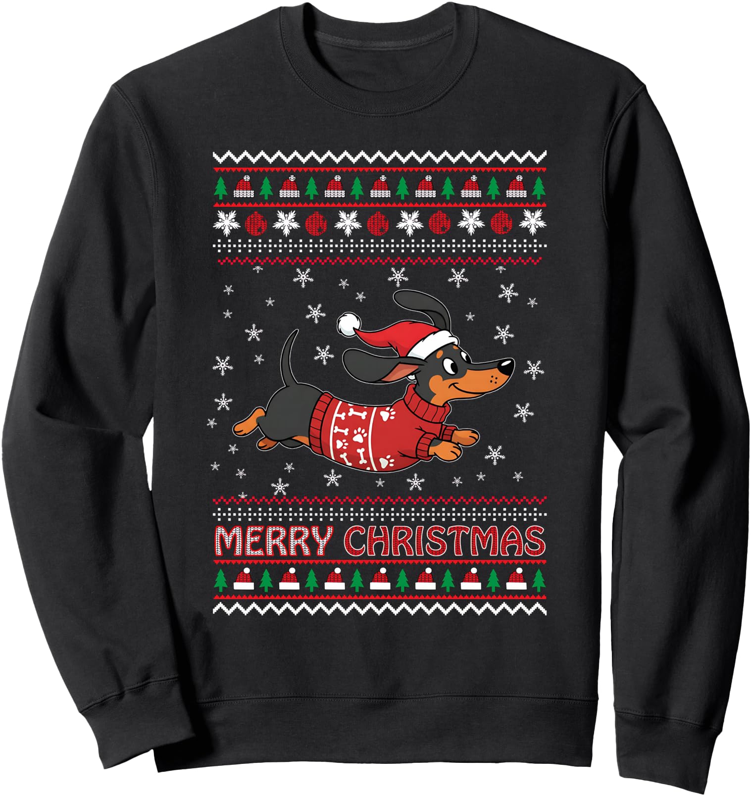Merry Christmas Sweater Wiener Dog Sweatshirt