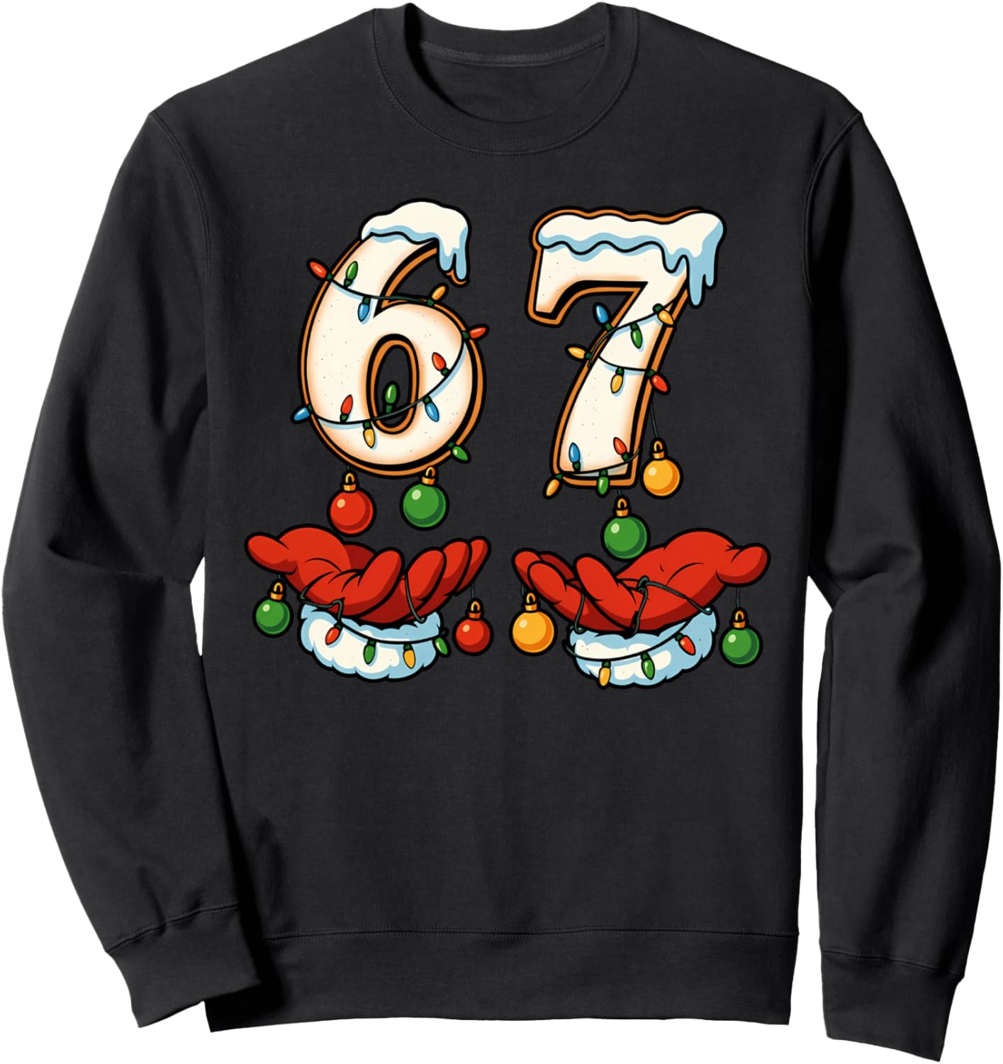 Funny Six Seven 67 Meme 6 7 Elf Santa Christmas Pajamas Kids Sweatshirt