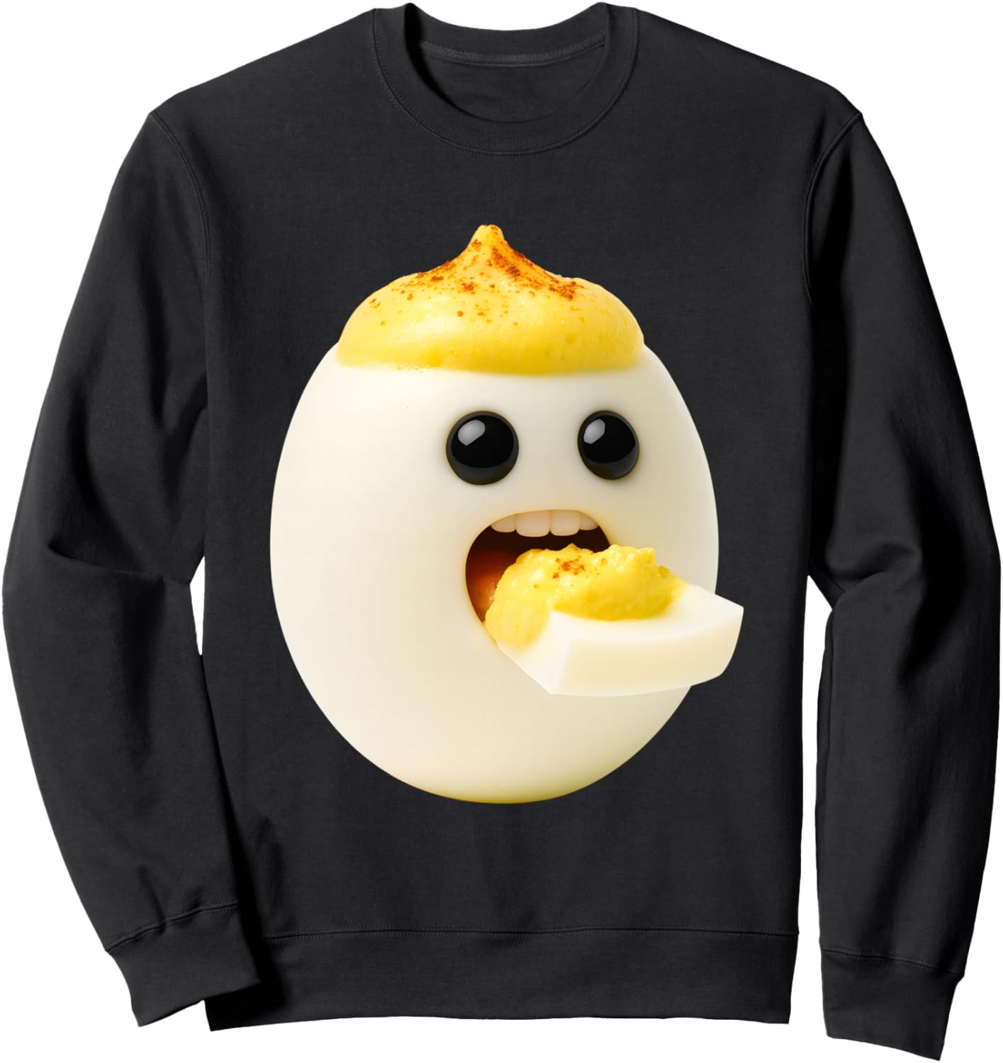 Funny Deviled Egg Eating Itself Meme Cartoon Sweatshirt