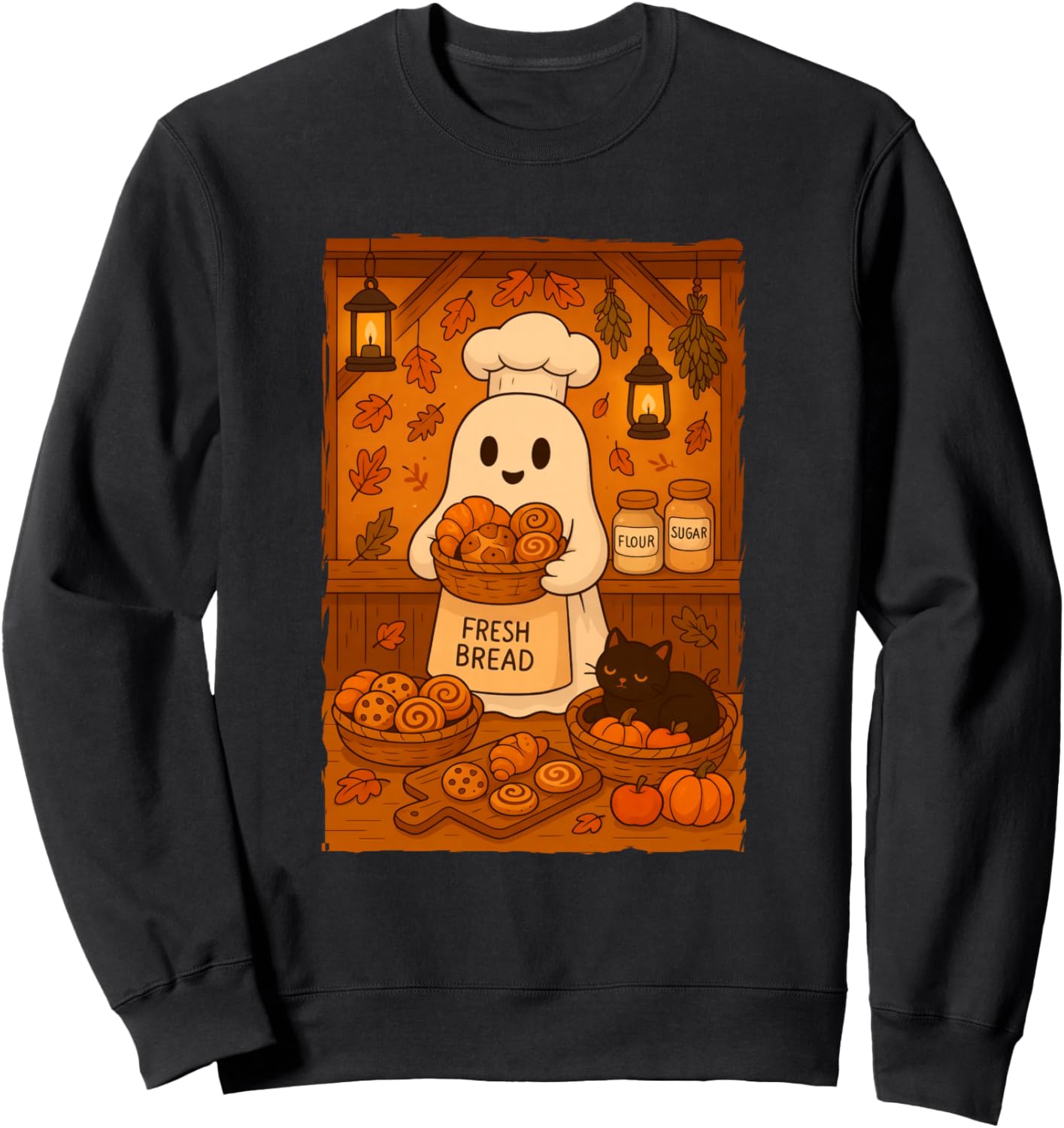 Ghost Baking Sourdough Halloween Bread Lovers Sweatshirt