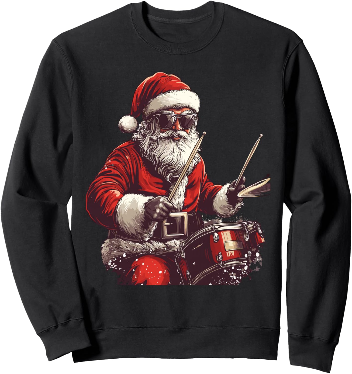 Santa Playing Drums Funny Drummer Percussionist Christmas Sweatshirt