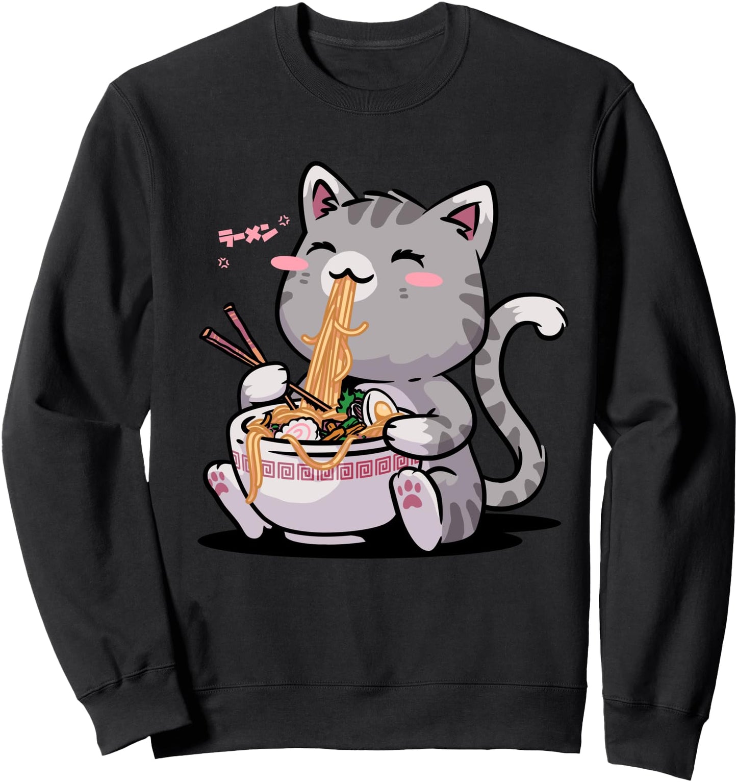 Kawaii Neko Cat Ramen Bowl Anime Otaku Japanese Noodles Sweatshirt