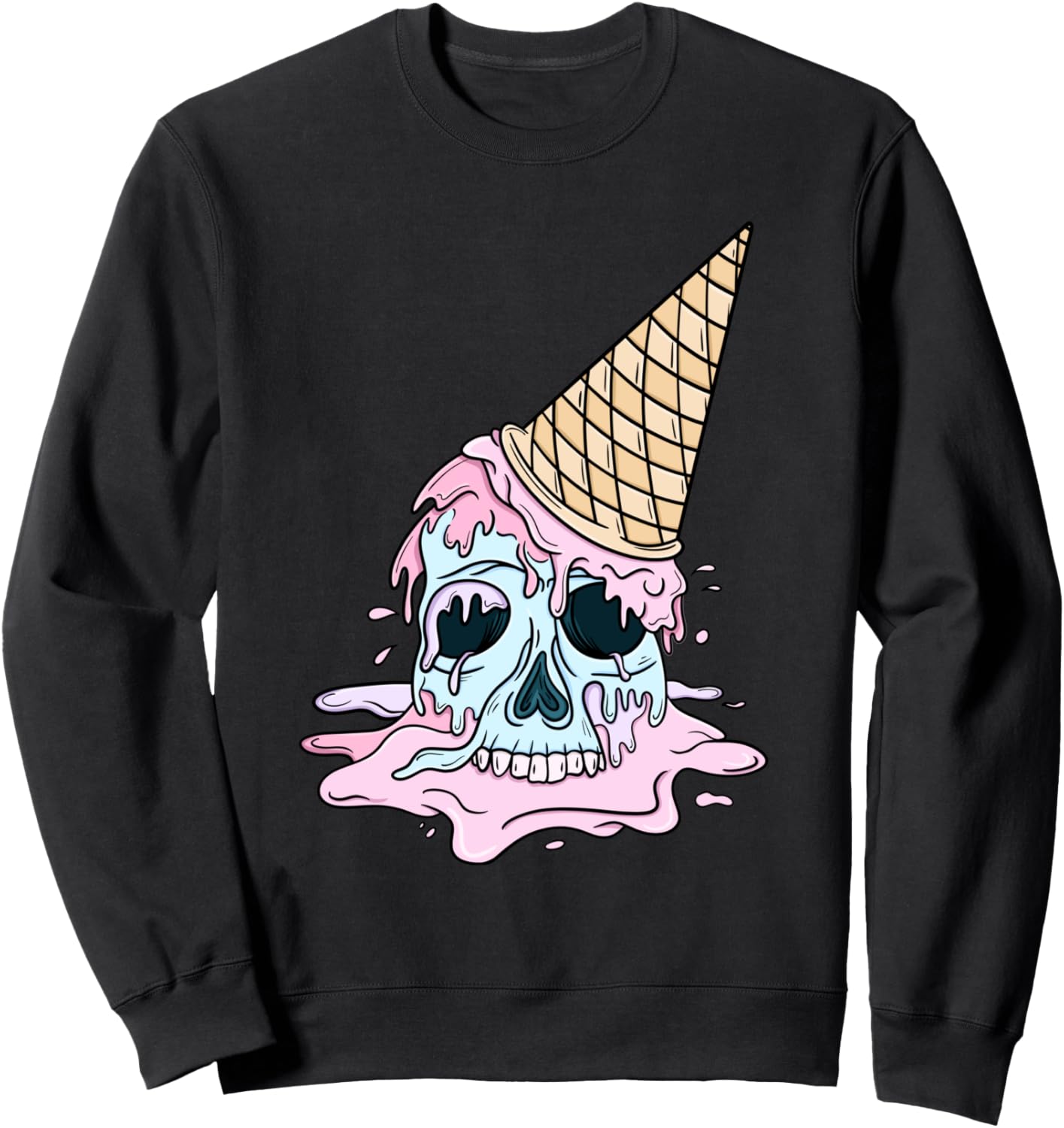 Kawaii Pastel Goth Cute Creepy Ice Cream Skull Anime Summer Sweatshirt