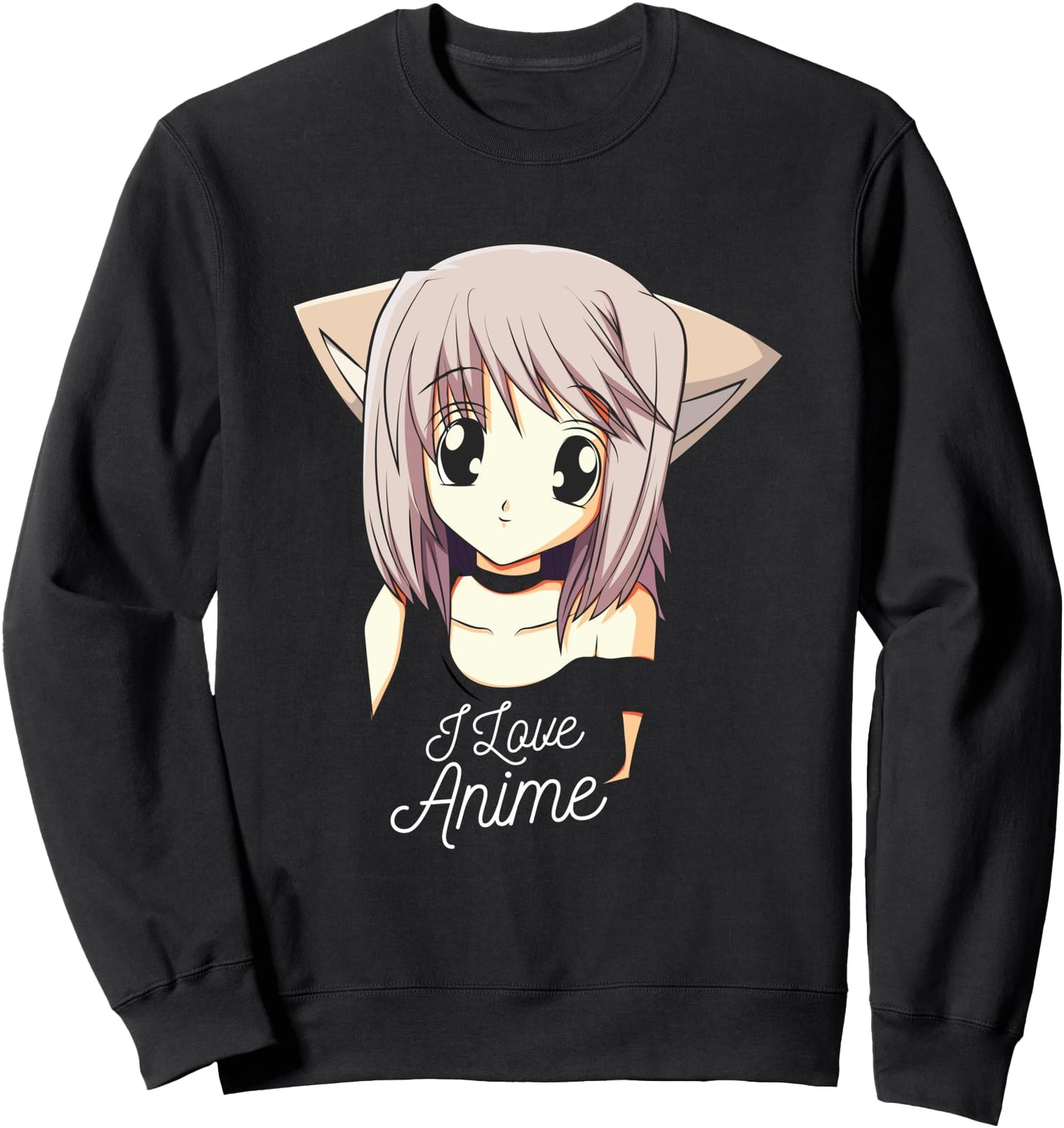I Love Anime Sweatshirt Cute Anime Girl Japanese Gift