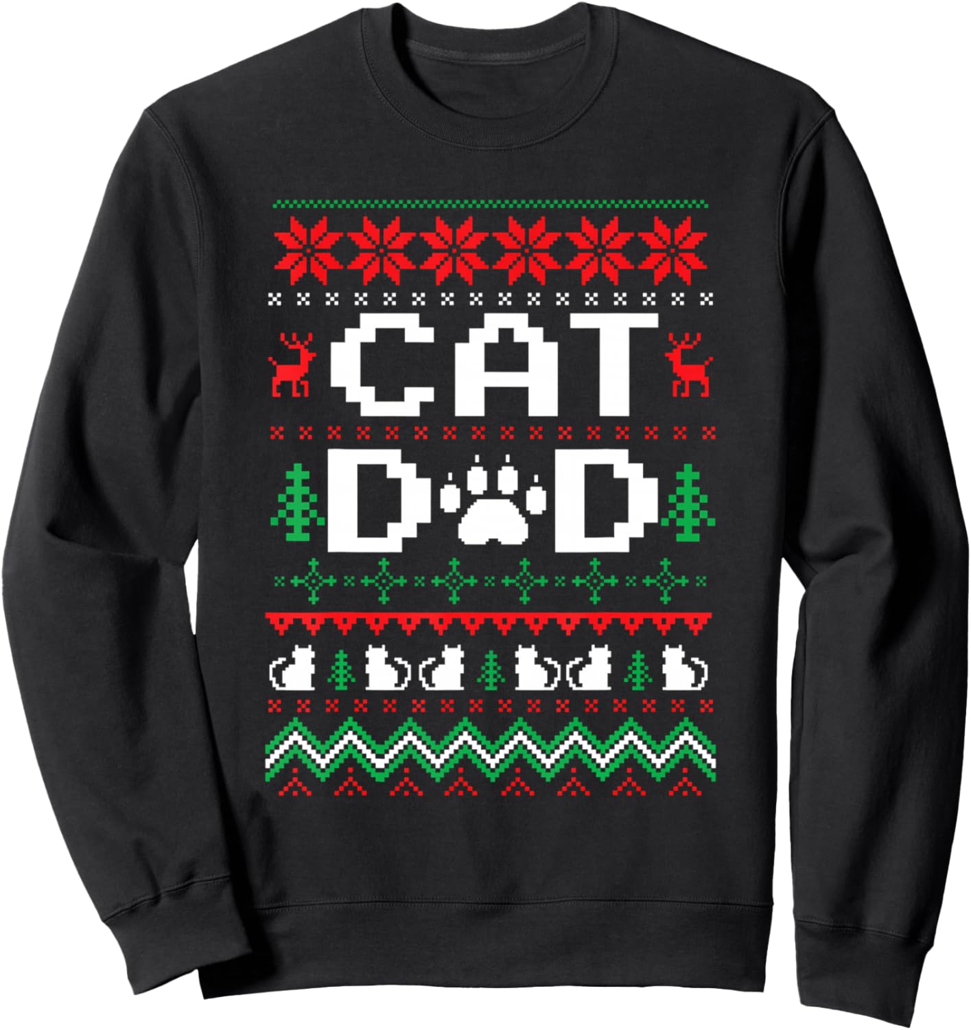 Funny Christmas Cat Dad Ugly Sweater Cats Lover Men Sweatshirt