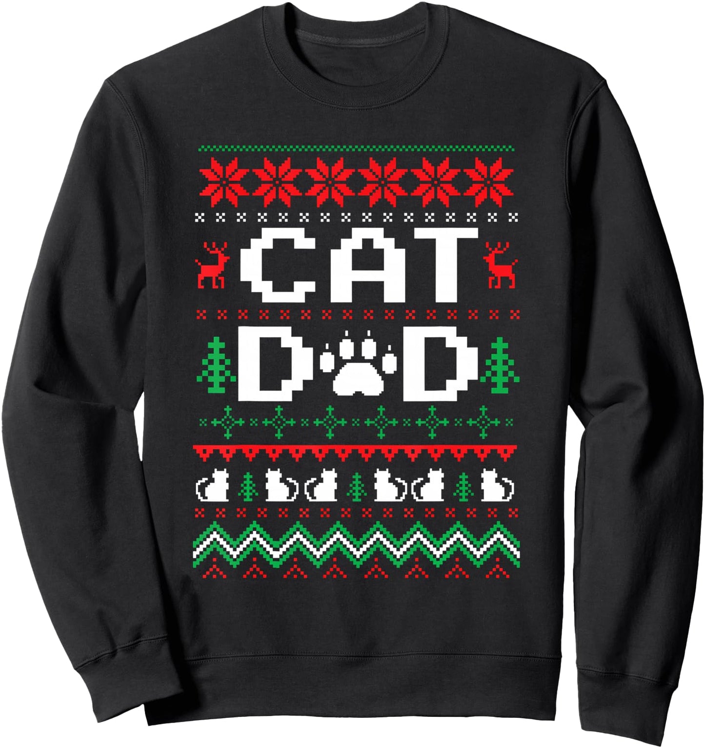 Funny Christmas Cat Dad Ugly Sweater Cats Lover Men Sweatshirt