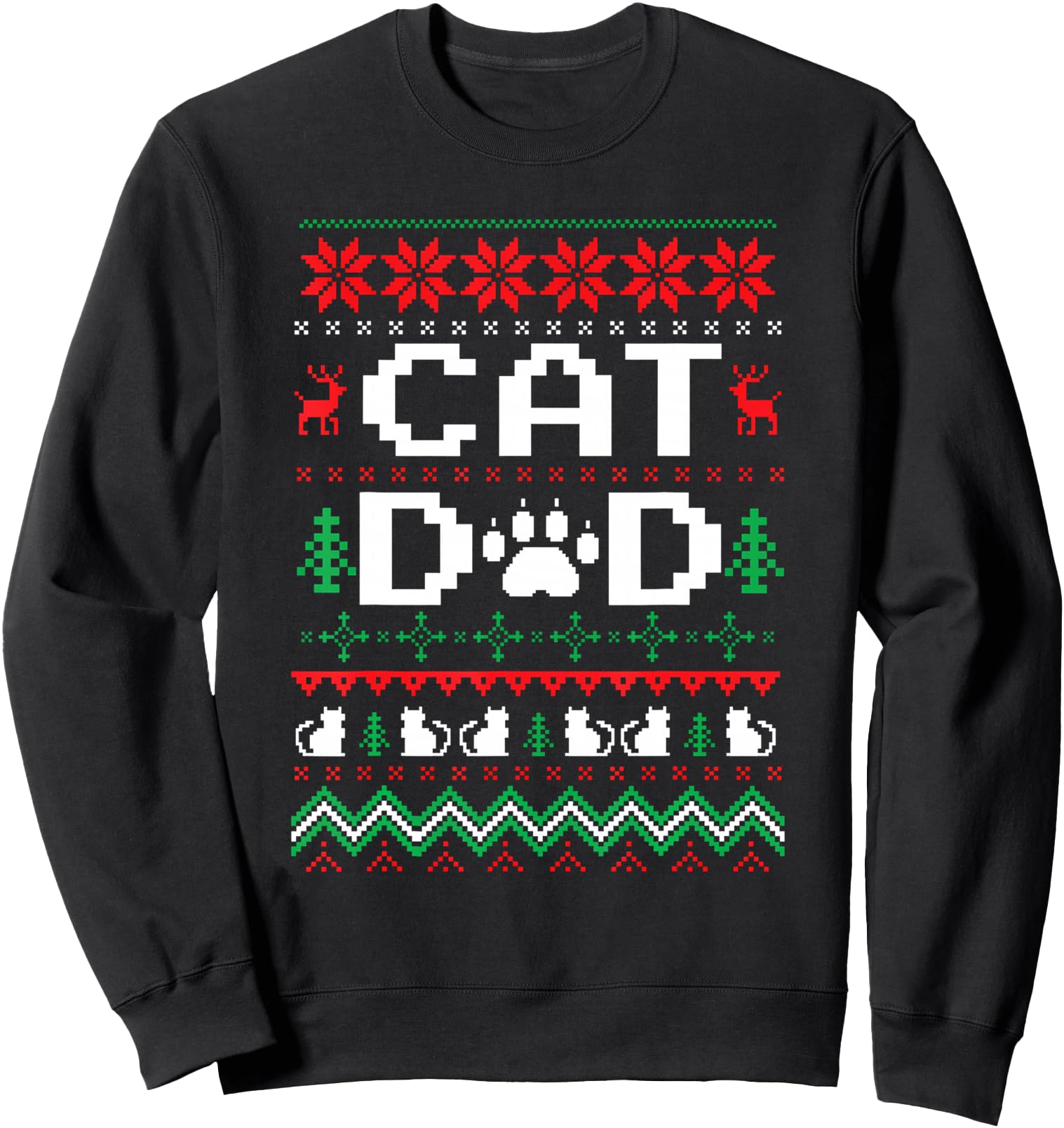 Funny Christmas Cat Dad Ugly Sweater Cats Lover Men Sweatshirt