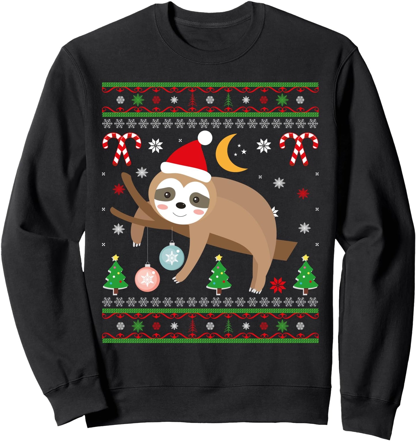 Funny Merry Slothmas Ugly Christmas Sweater Sloth Santa Hat Sweatshirt