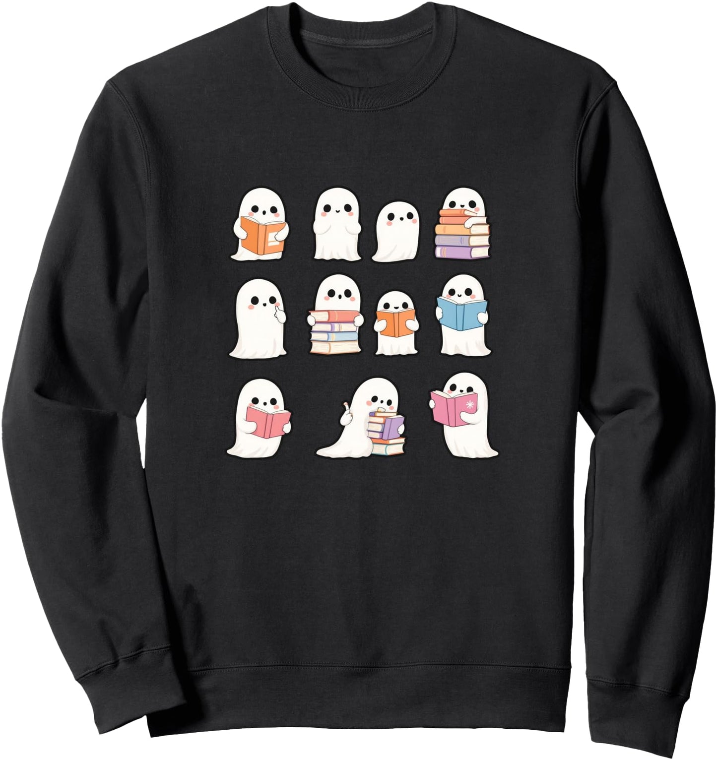 Halloween Ghosts Reading Books Pattern Spooky Kawaii Anime Sweatshirt