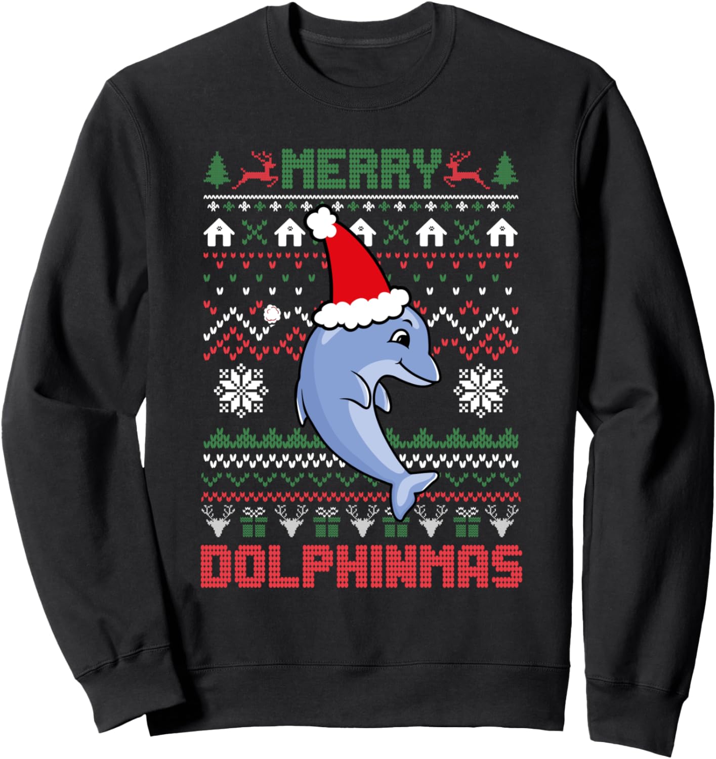 Funny Merry Dolphintmas Ugly Christmas Sweater Dolphin Santa Sweatshirt