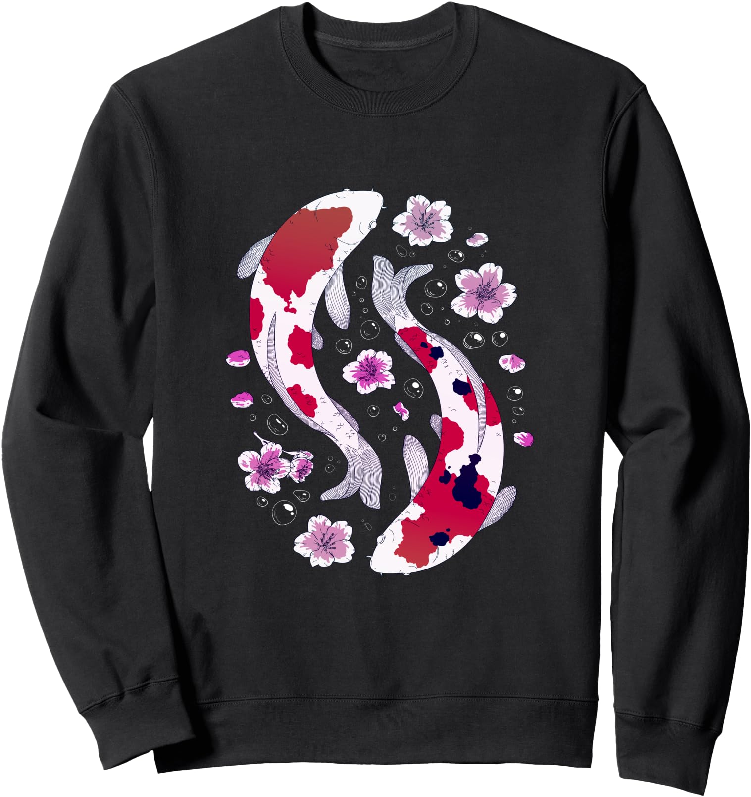 Koi Bubble Flower Yin Yang Japanese Koi Carp Cherry Blossom Sweatshirt