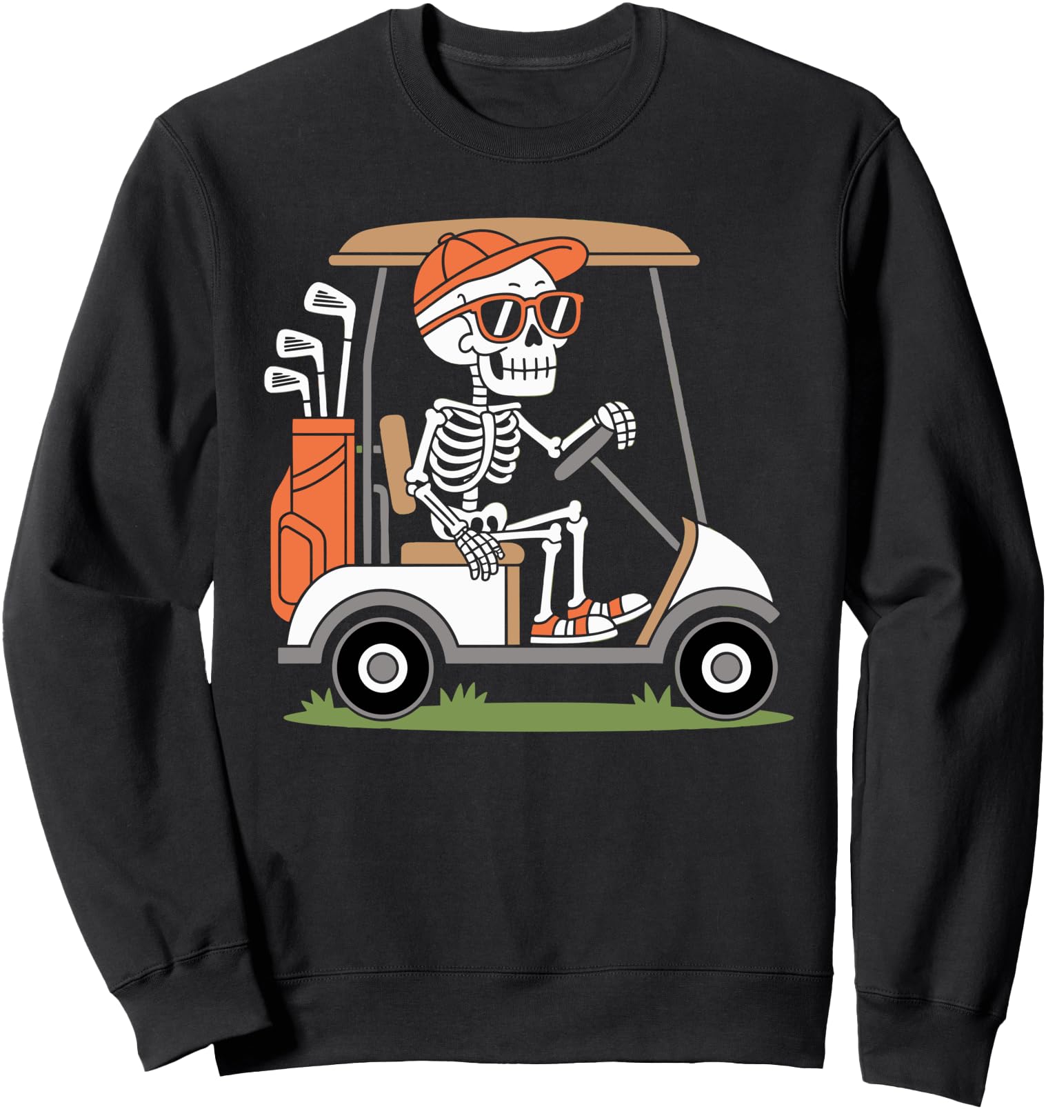 Funny Skeleton Golfer in Golf Cart Golfing Halloween Sweatshirt