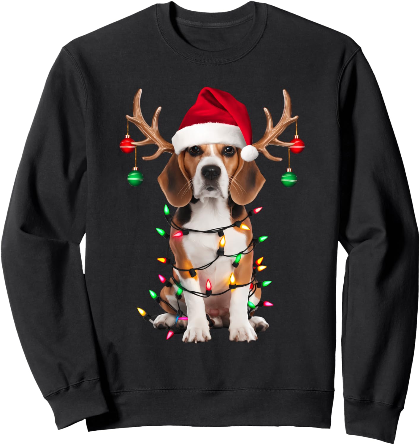 Beagle Christmas Tree Shirt Beagle Santa Hat Lover Gifts Sweatshirt