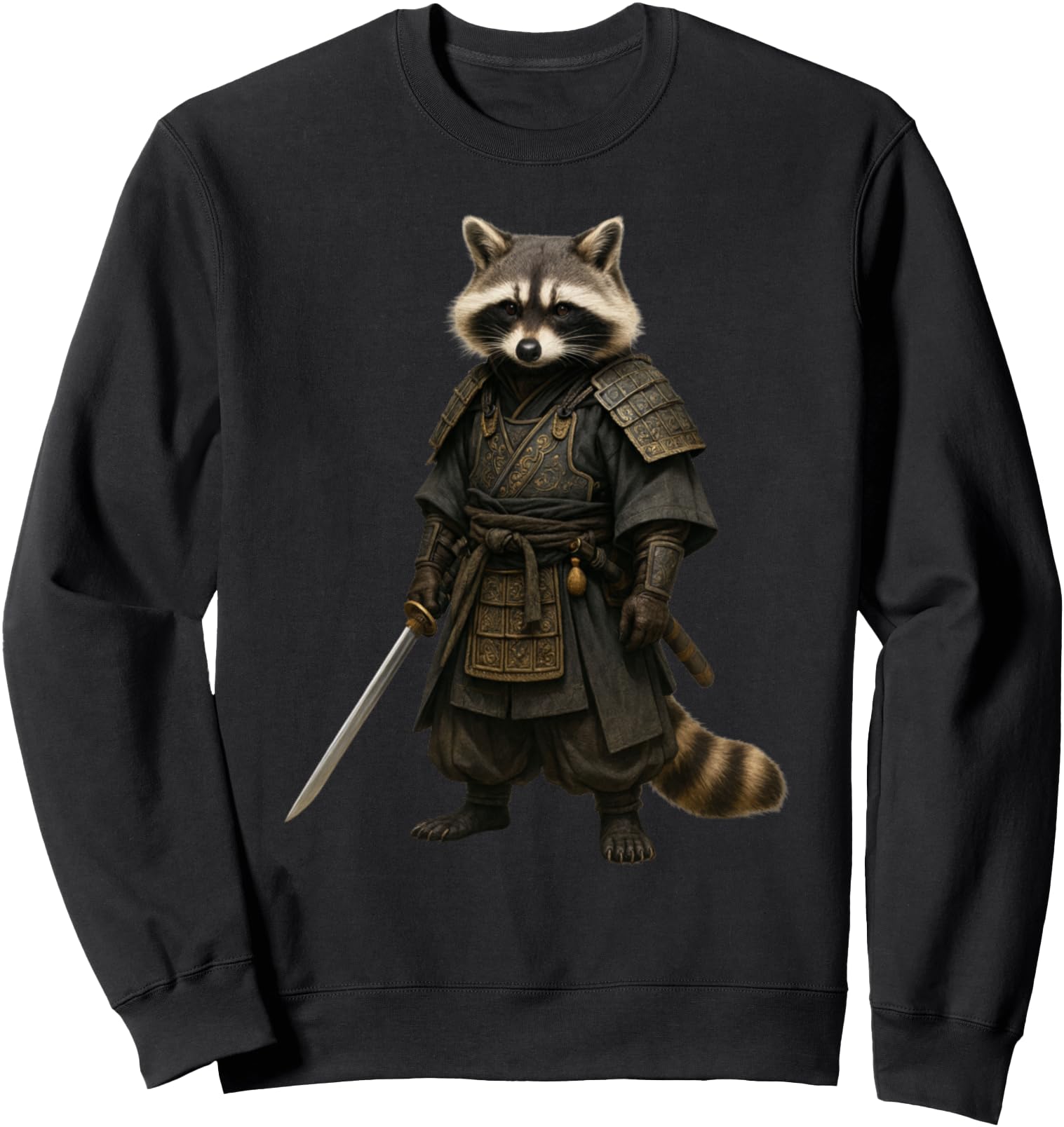 Samurai Raccoon Japanese Warrior Spirit Animal Design Sweatshirt