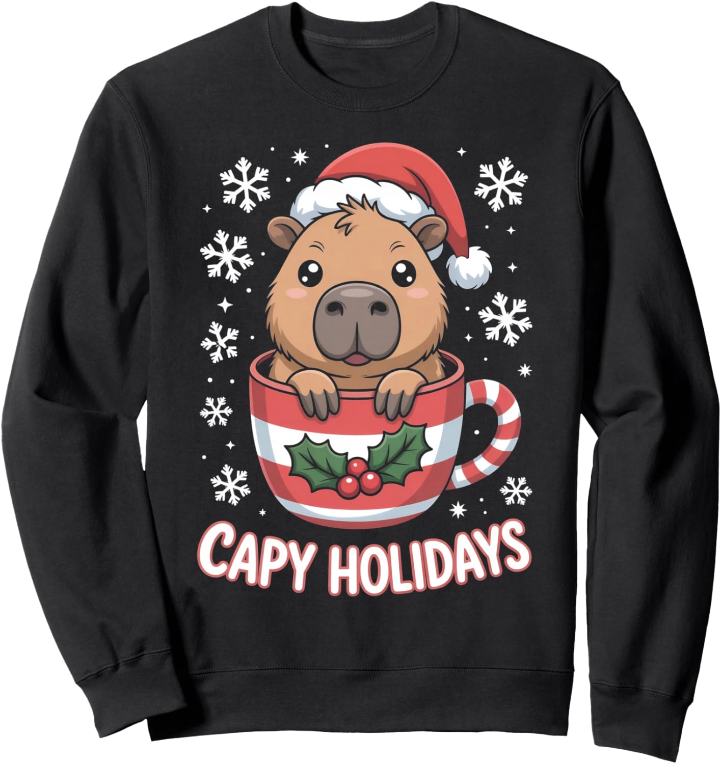Capy Holidays Cute Capybara Christmas Santa Funny Holiday Sweatshirt