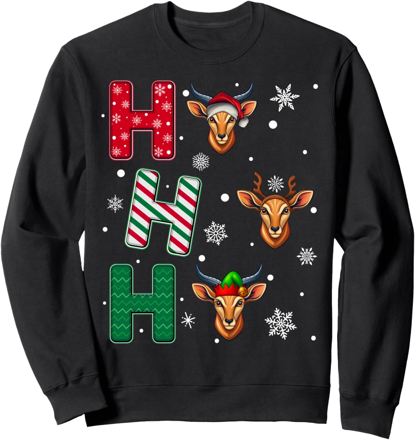 Ho Ho Ho Chamois Animal Christmas Santa Elf Xmas Sweatshirt
