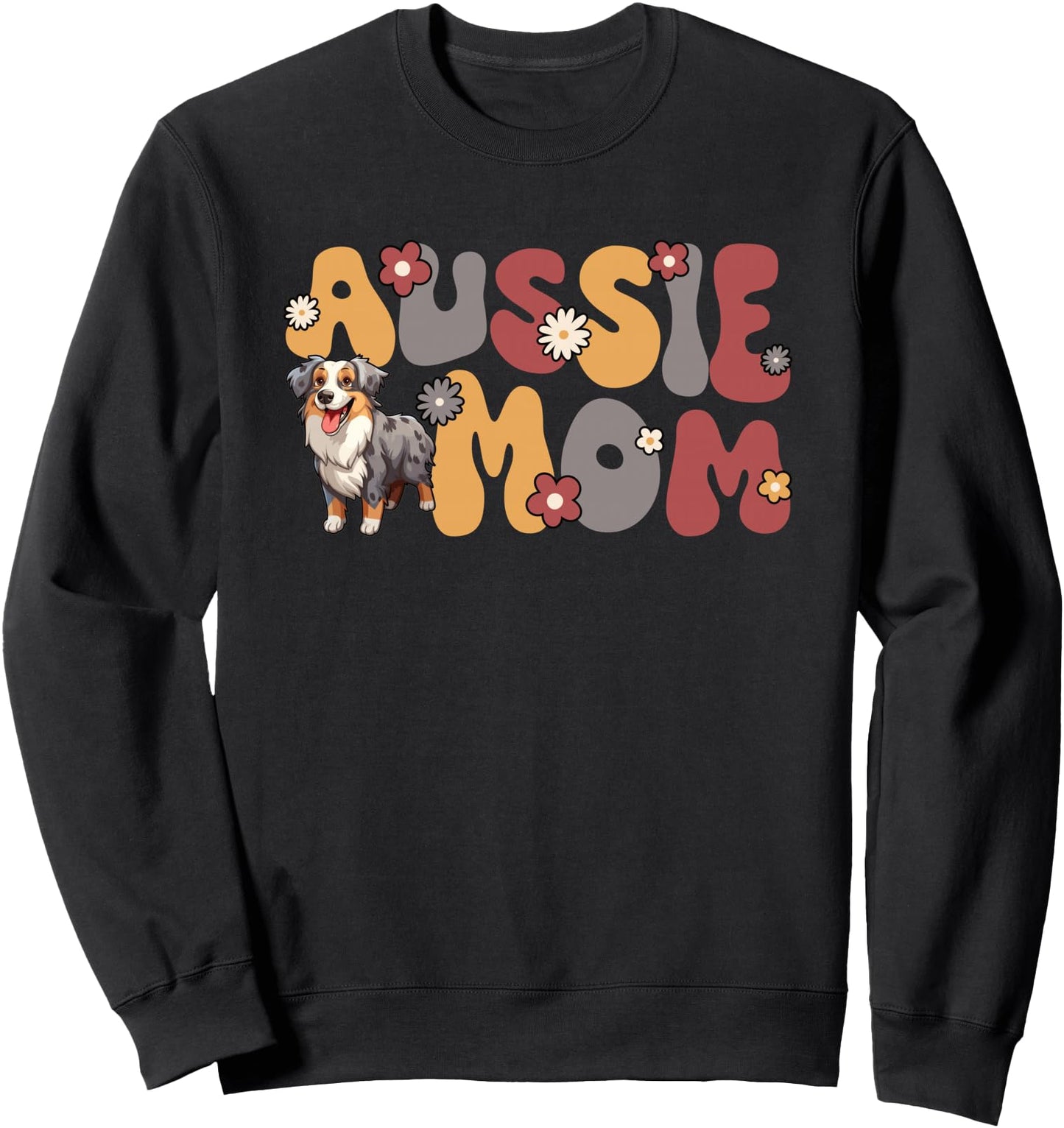 Australian Shepherd Blue Merle Groovy Aussie Mom Sweatshirt