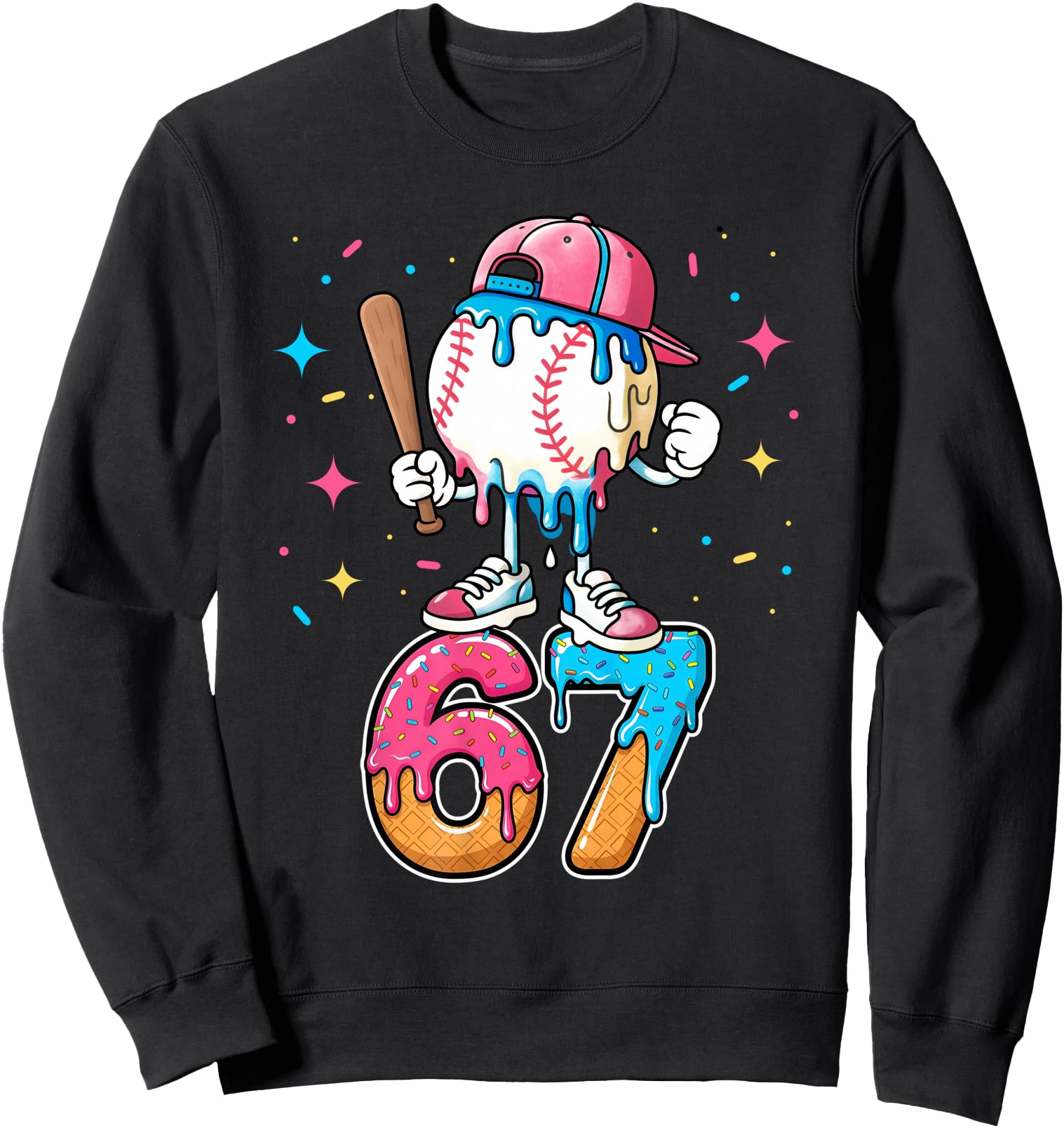 Baseball Drip Number 67 Six Seven Meme Ice Cream Dripping Sweatshirt