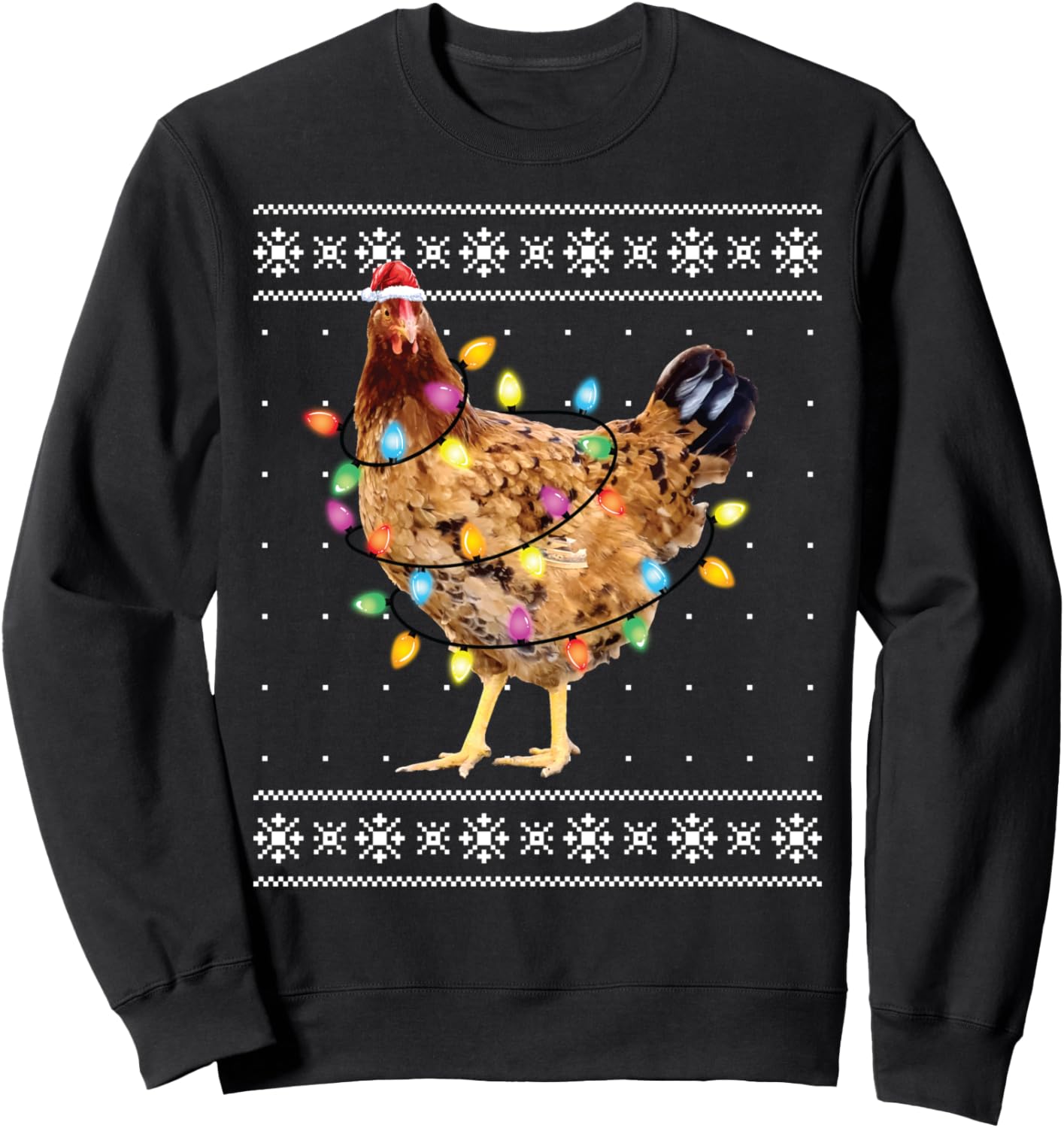 Chicken Christmas Tree Lights Funny Ugly Christmas Sweater Sweatshirt