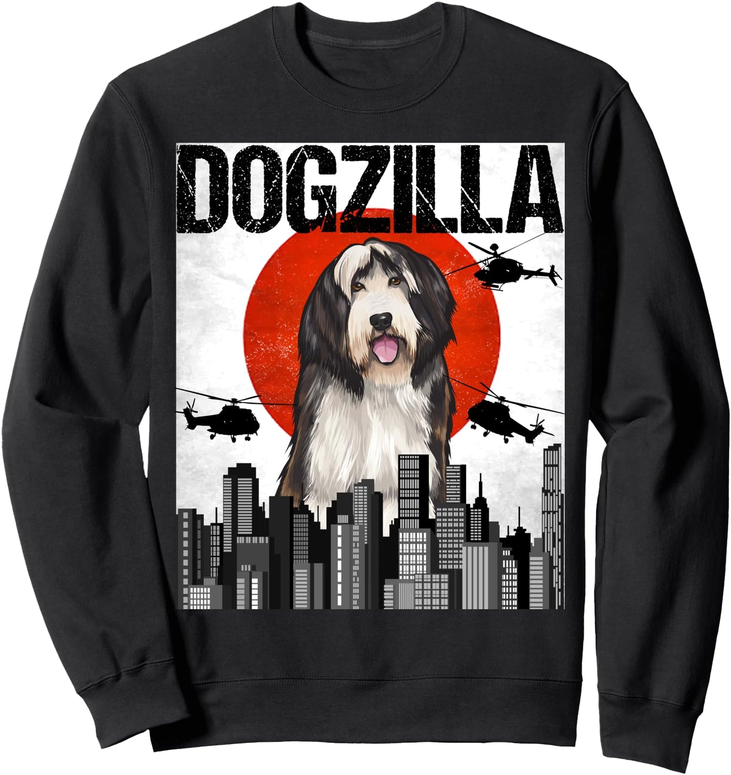 Funny Vintage Japanese Dogzilla Bearded Collie Sweatshirt