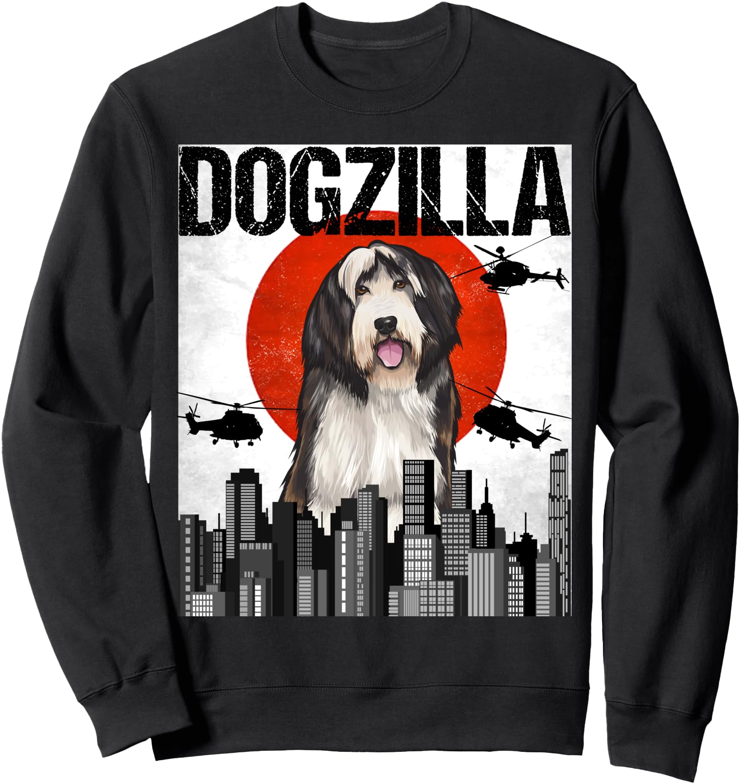 Funny Vintage Japanese Dogzilla Bearded Collie Sweatshirt