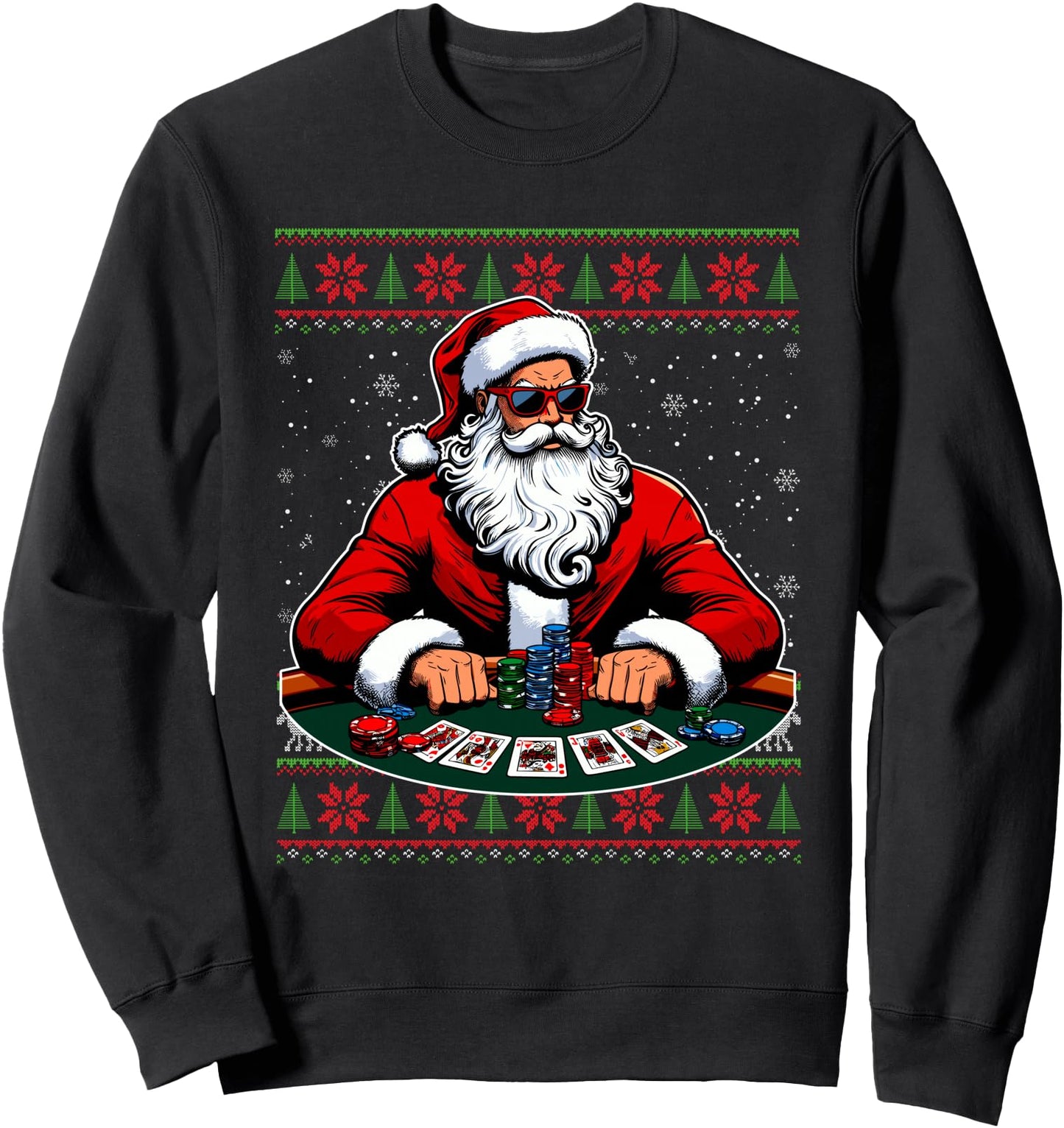 Santa Poker Player Ugly Christmas Poker Sweater Sweatshirt