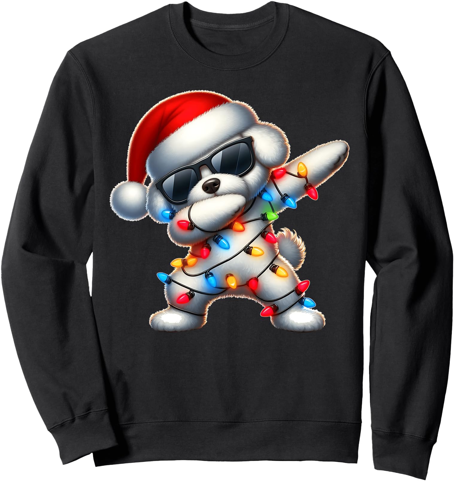 Dabbing Bichon Frise Dog Sunglasses Cute Christmas Xmas Sweatshirt