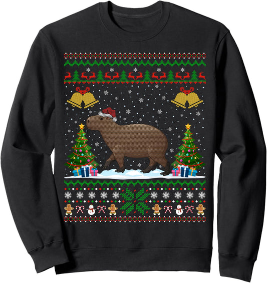 Capybara Animal Lover Xmas Gift Ugly Capybara Christmas Sweatshirt