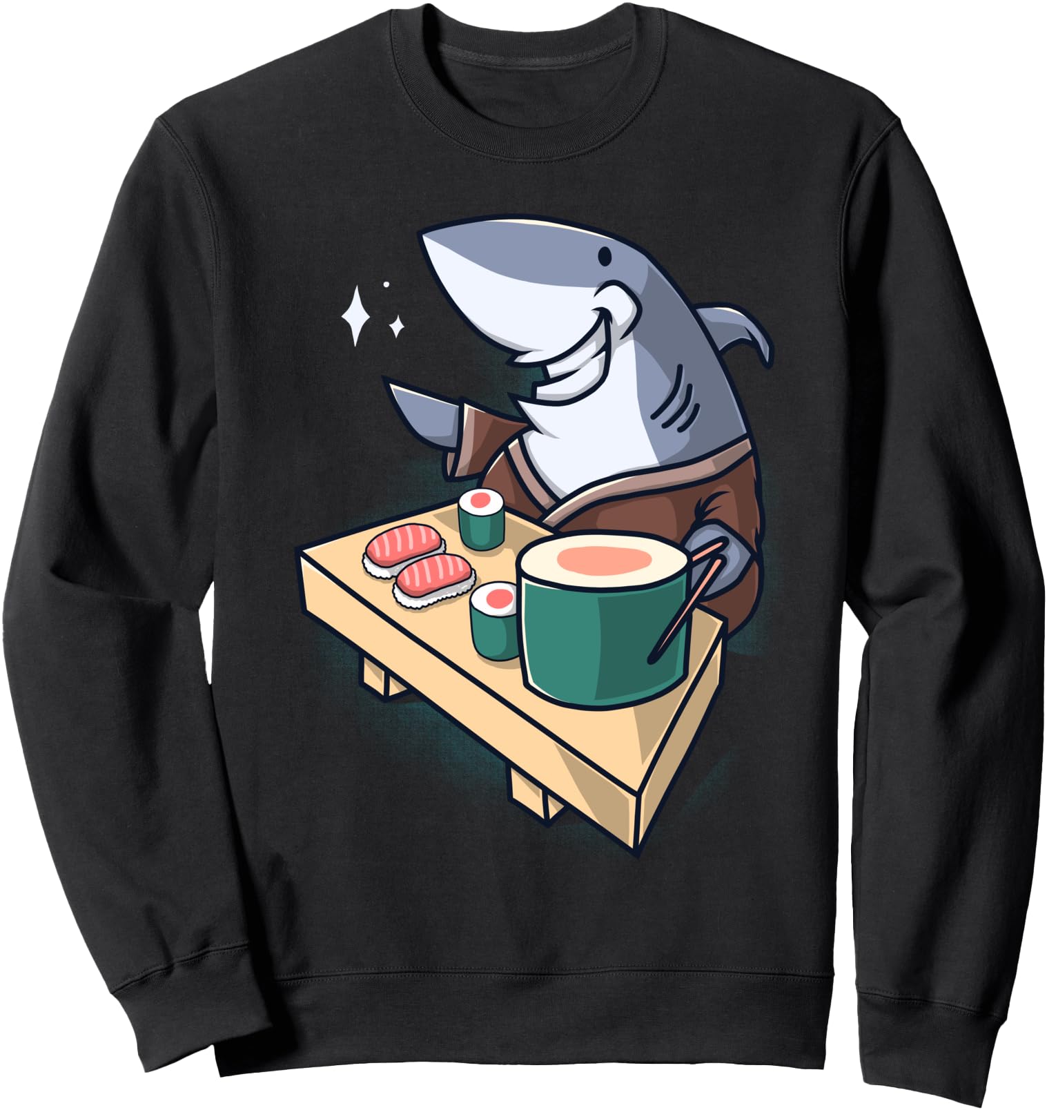 Sushi Chef Shark Cartoon Animals Japanese Food Sushi Fan Sweatshirt
