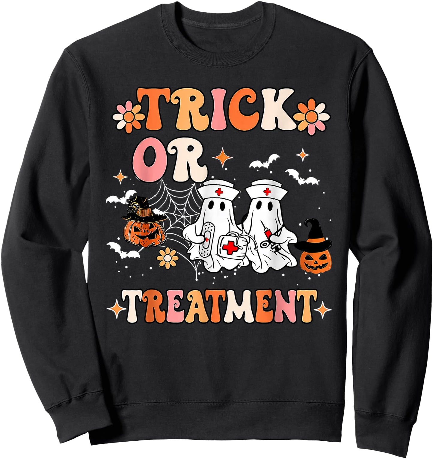 Trick Or Treatment Cute Ghost Paramedic Halloween Nurse Sweatshirt