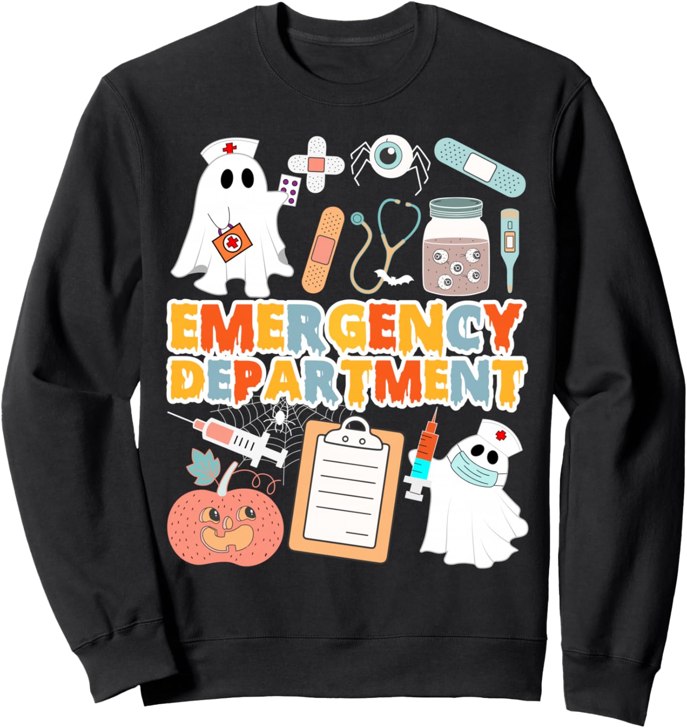 Emergency Department Ghost ICU Nurse Halloween Costume Day Sweatshirt