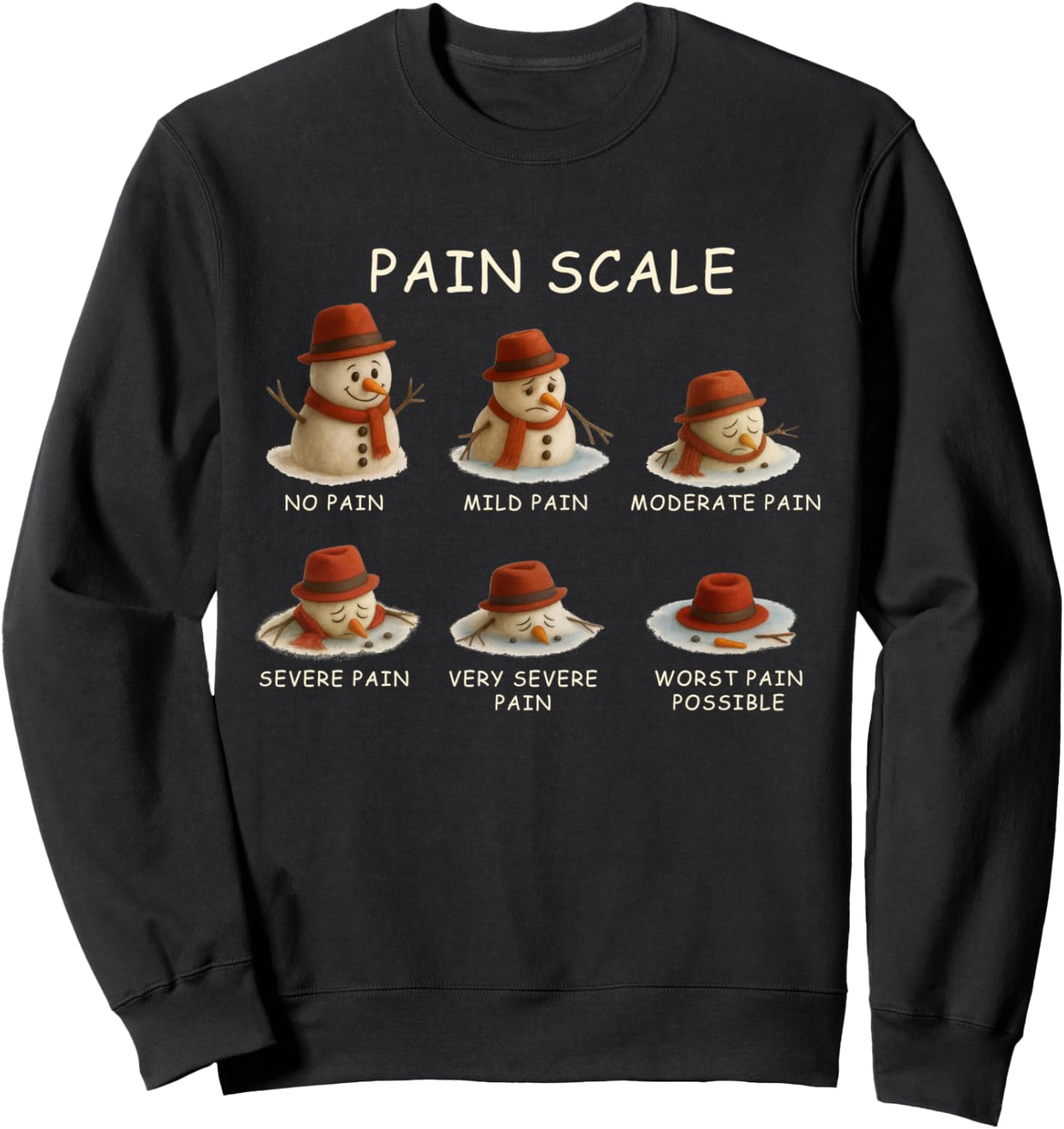 Pain Scale Snowman Melting Christmas Nurse Healthcare Worker Sweatshirt