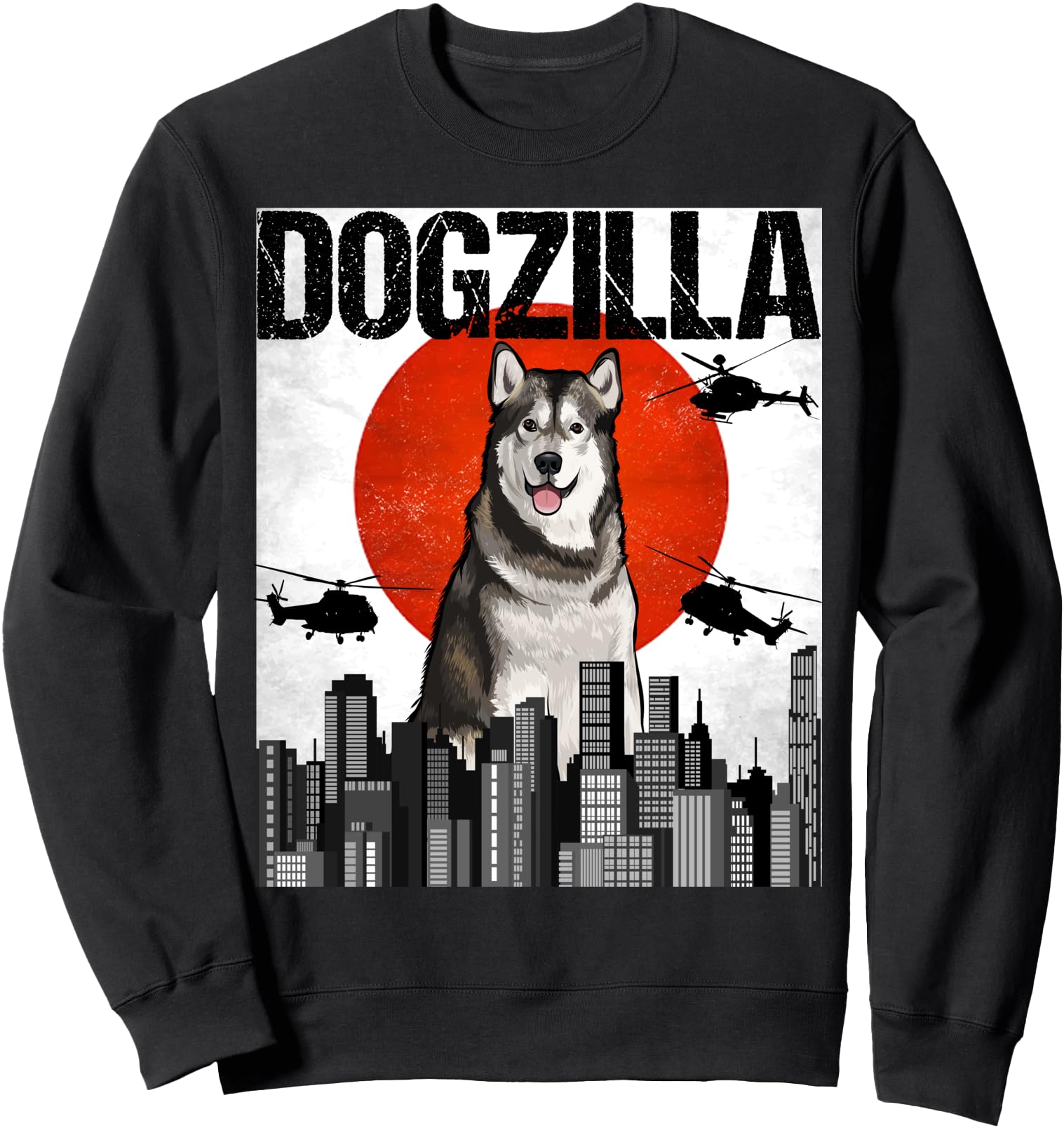 Funny Vintage Japanese Dogzilla Alaskan Malamute Sweatshirt