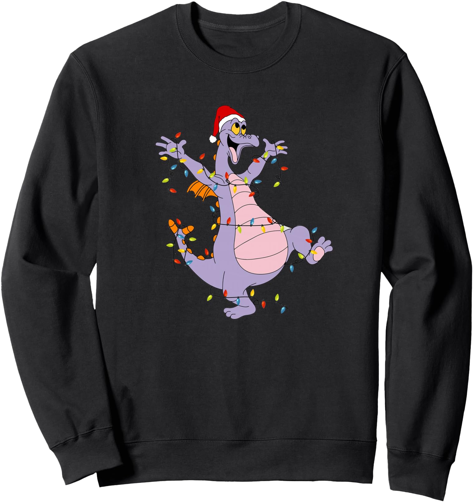 Funny Cute Dragon Figment Lights Christmas Santa Men, Women Sweatshirt