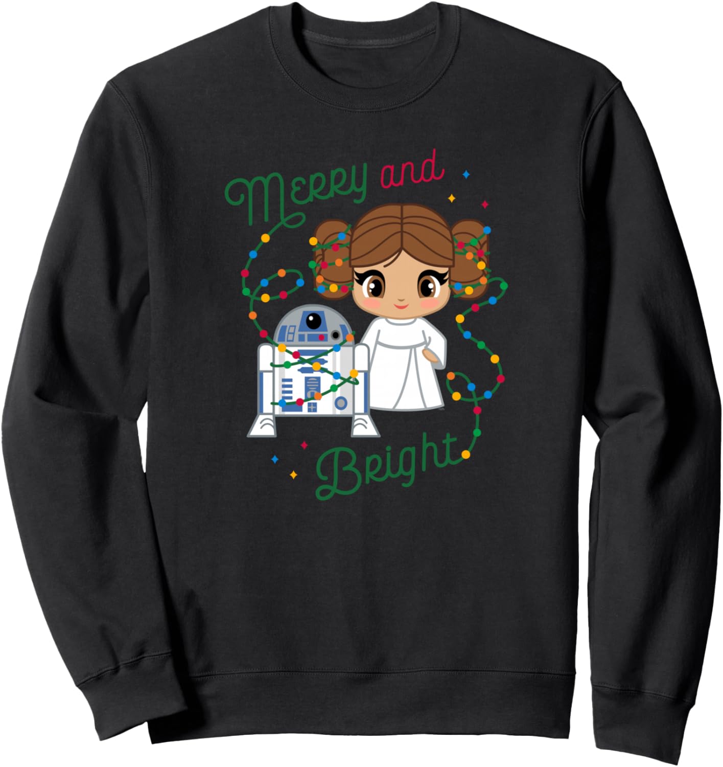 Star Wars Princess Leia R2-D2 Cute Christmas Merry & Bright Sweatshirt