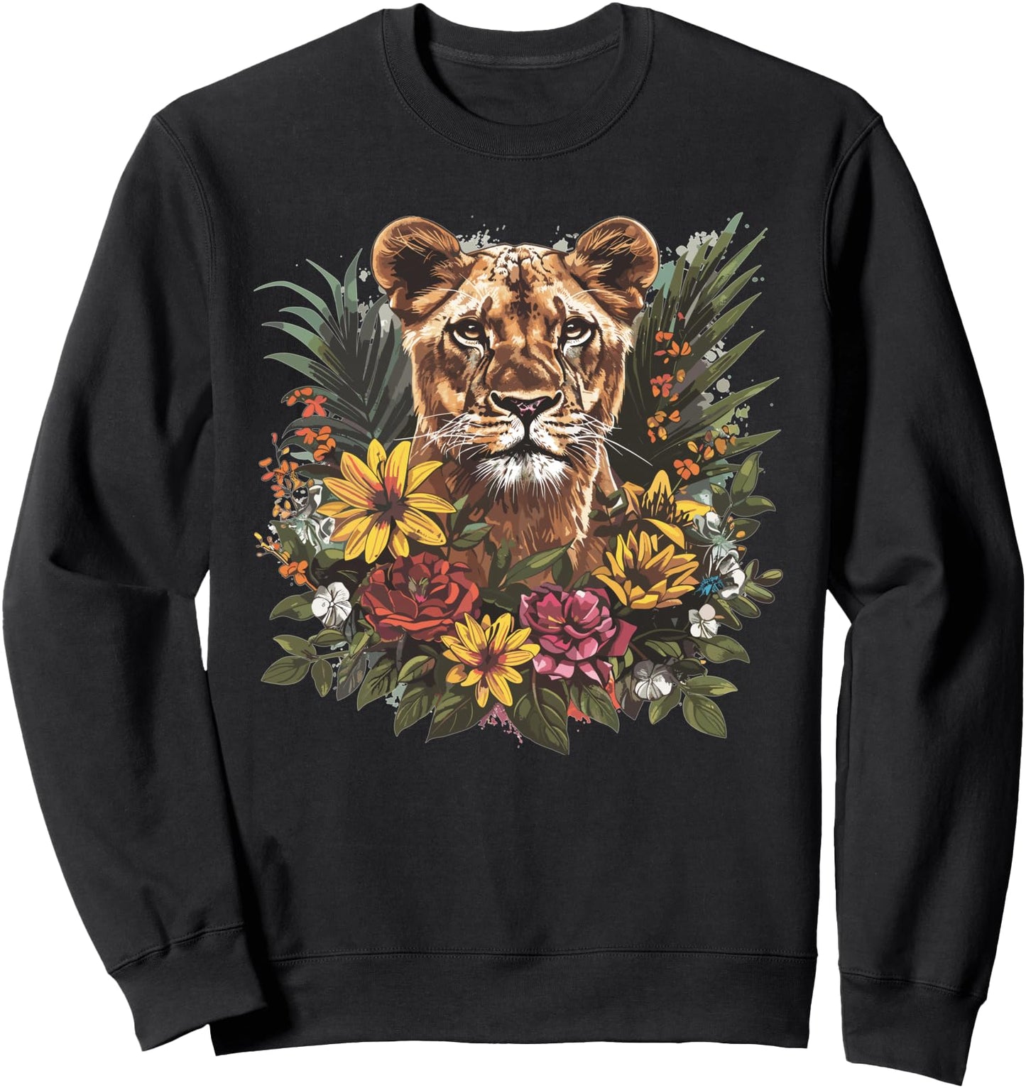 Aesthetic Lioness With Flowers I Lioness Sweatshirt