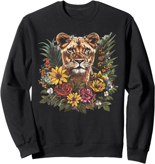 Aesthetic Lioness With Flowers I Lioness Sweatshirt