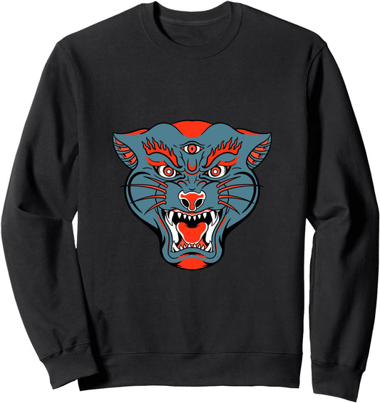 Aesthetic Tiger Face With Third Eye Japanese Mask Spiritual Sweatshirt